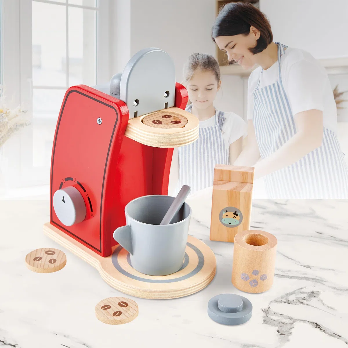JOCCA - Frullatore di giocattoli in legno con accessori per bambini e ragazze| Montessori|Accessori per bambini Respoteri| Oltre 2 anni| Giocattolo| Regalo per bambini Ragazza| Elettrodomestico