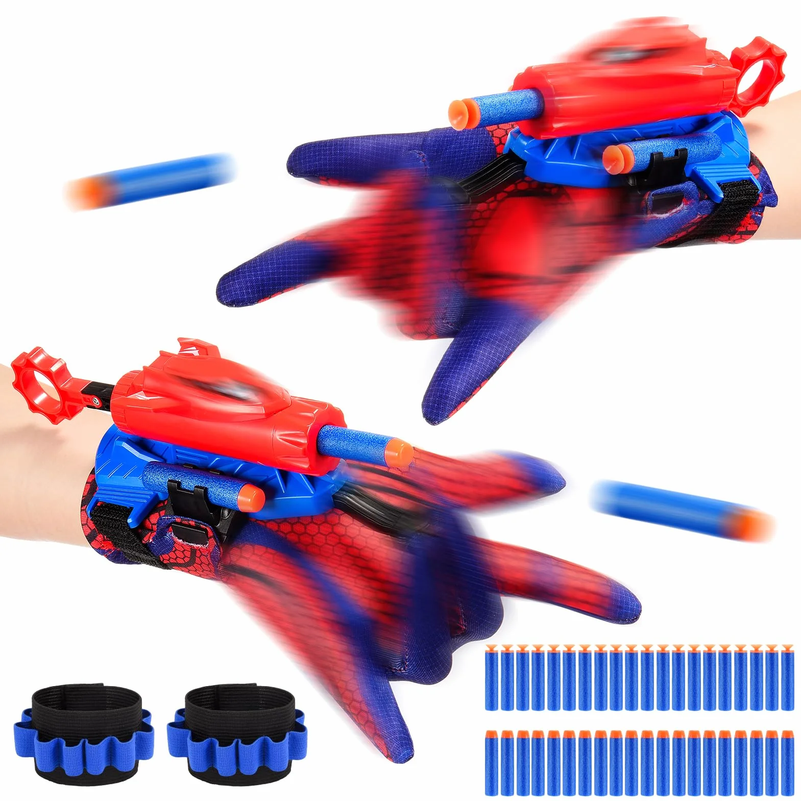 Braxel Spara Ragnatele Giocattolo per Bambini 3-8 Anni, Set di 2 Guanti da Esterno Maschio Giochi Bambino 4 5 6 7 8 Anni Maschio Regalo Bambino 3-10 Anni Maschios