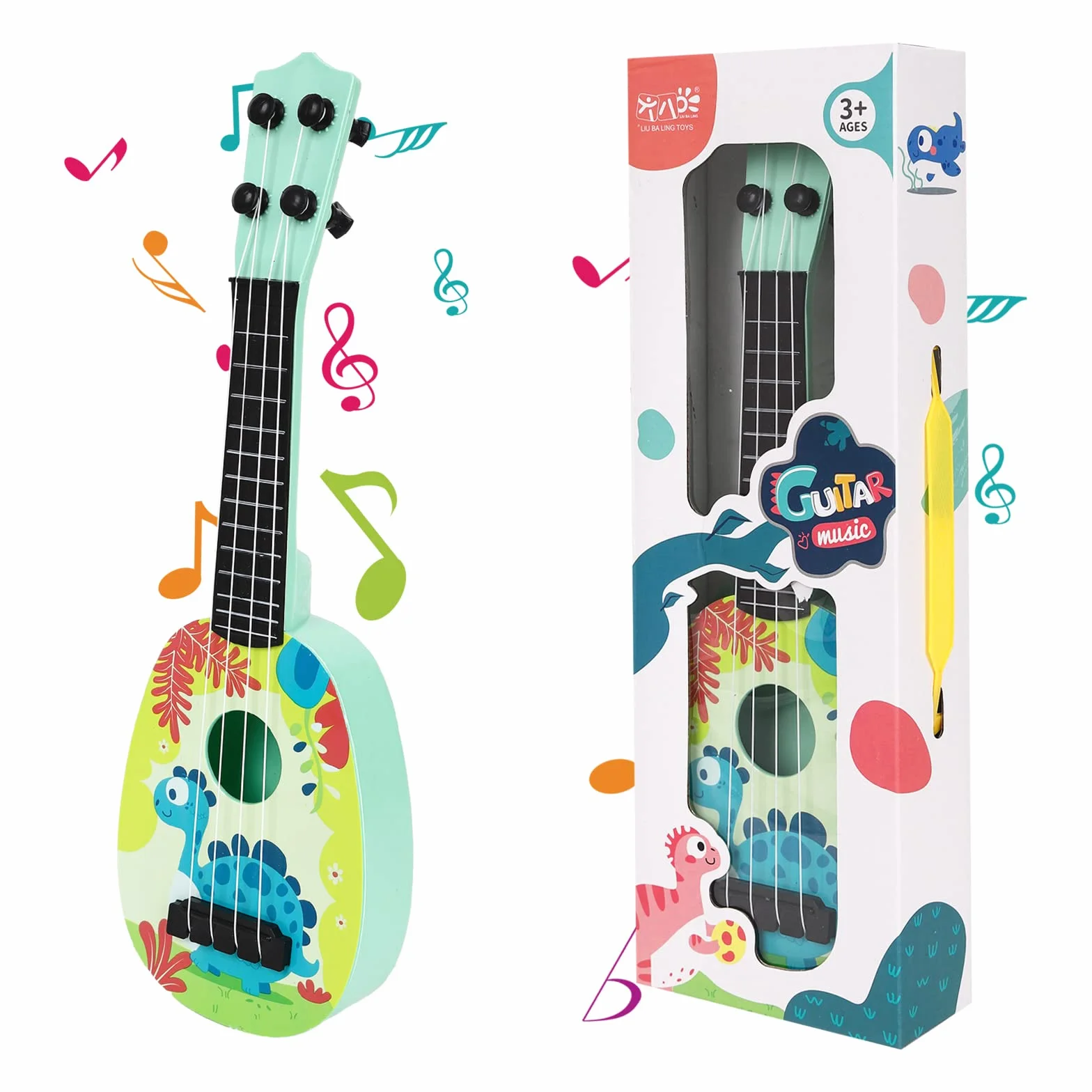 37cm Giocattolo per Chitarra Ukulele per Bambini con 4 Corde Regolabili,Giocattoli Educativi di Apprendimento Mini Chitarra per Bambini Principianti Ragazzi Ragazze Regalo (Style-B)