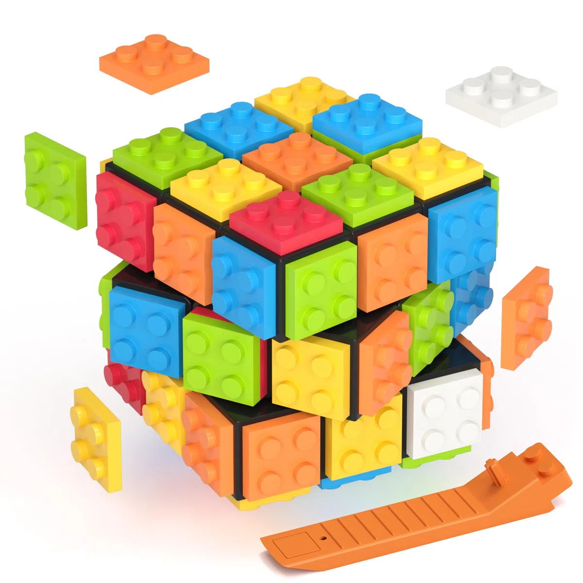 ROXENDA cubo di Compatibile con i Lego 3x3 Cubo Magico, Speed Cube cubo 3D rapido, per divertimento di bambini e adulti (nero)