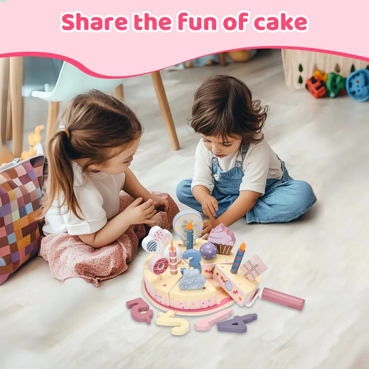 Accessoires De Cuisine En Bois Pour Gâteau D'anniversaire, Jouets De Cuisine Pour Enfants, Gâteau D'anniversaire En Bois Modulable Et Séparable, Jouets De Cuisine, Cadeau En Bois Pour Enfants