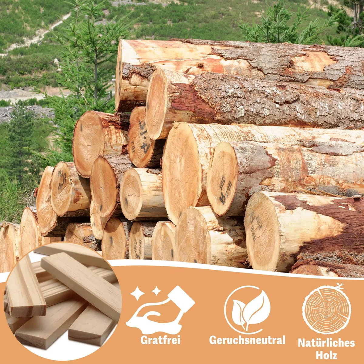 Liangding Blocchi di Costruzione in Legno Naturale – 100 Pezzi Montessori 100x20x7 mm, Gioco Educativo e Creativo per Bambini, Fai-da-te e Attività Manuali