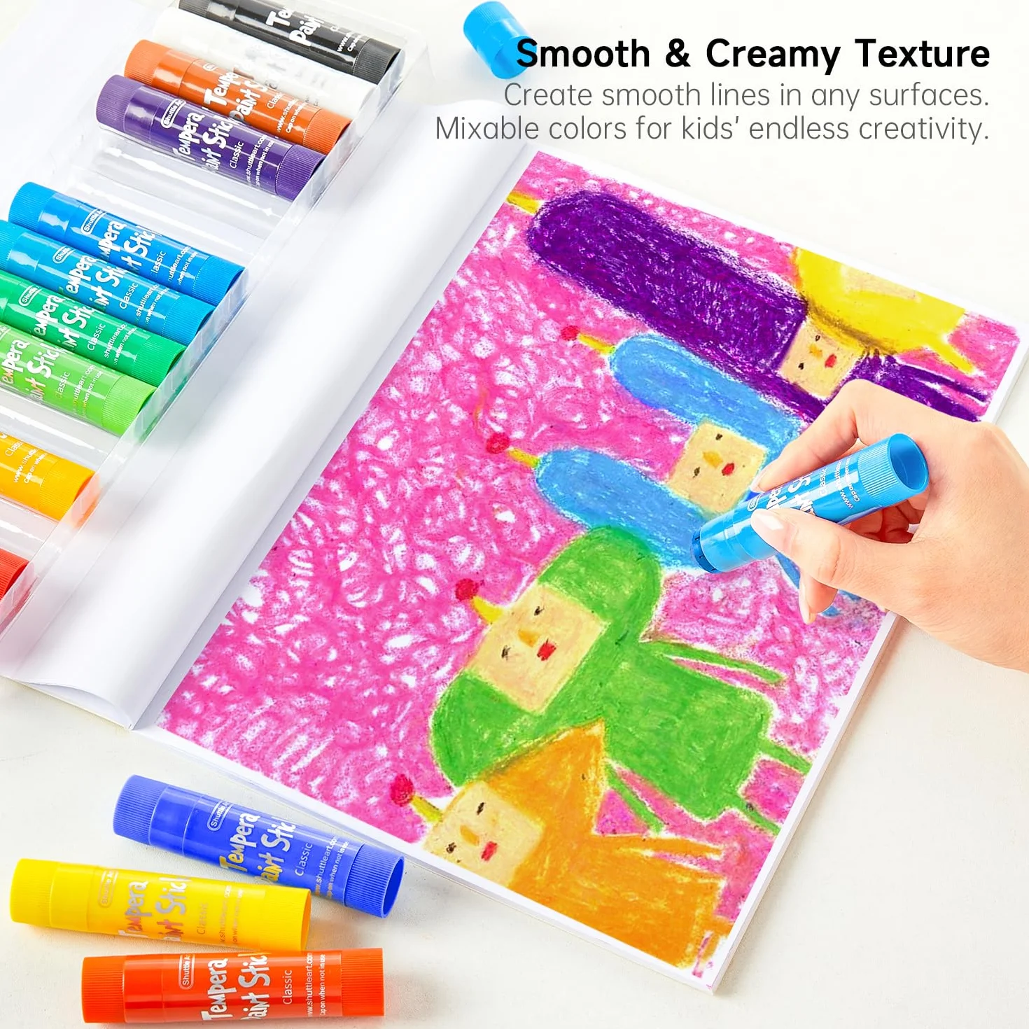 Bastoncini di vernice a tempera, 15 colori solidi per bambini, asciugatura super rapida, vernice lavabile, funziona alla grande su carta, legno, vetro, tela di ceramica