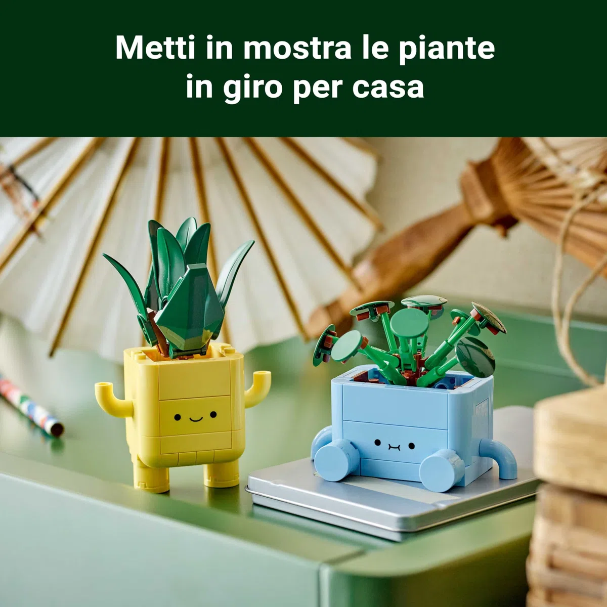 LEGO Botanicals Piantine Felici Giocattolo - Kit di Arti e Mestieri per Bambine con 2 Piante Artificiali, 2 Vasi di Fiori e Facce Intercambiabili - Regali per Ragazze da 9 Anni Fan della Natura 10349