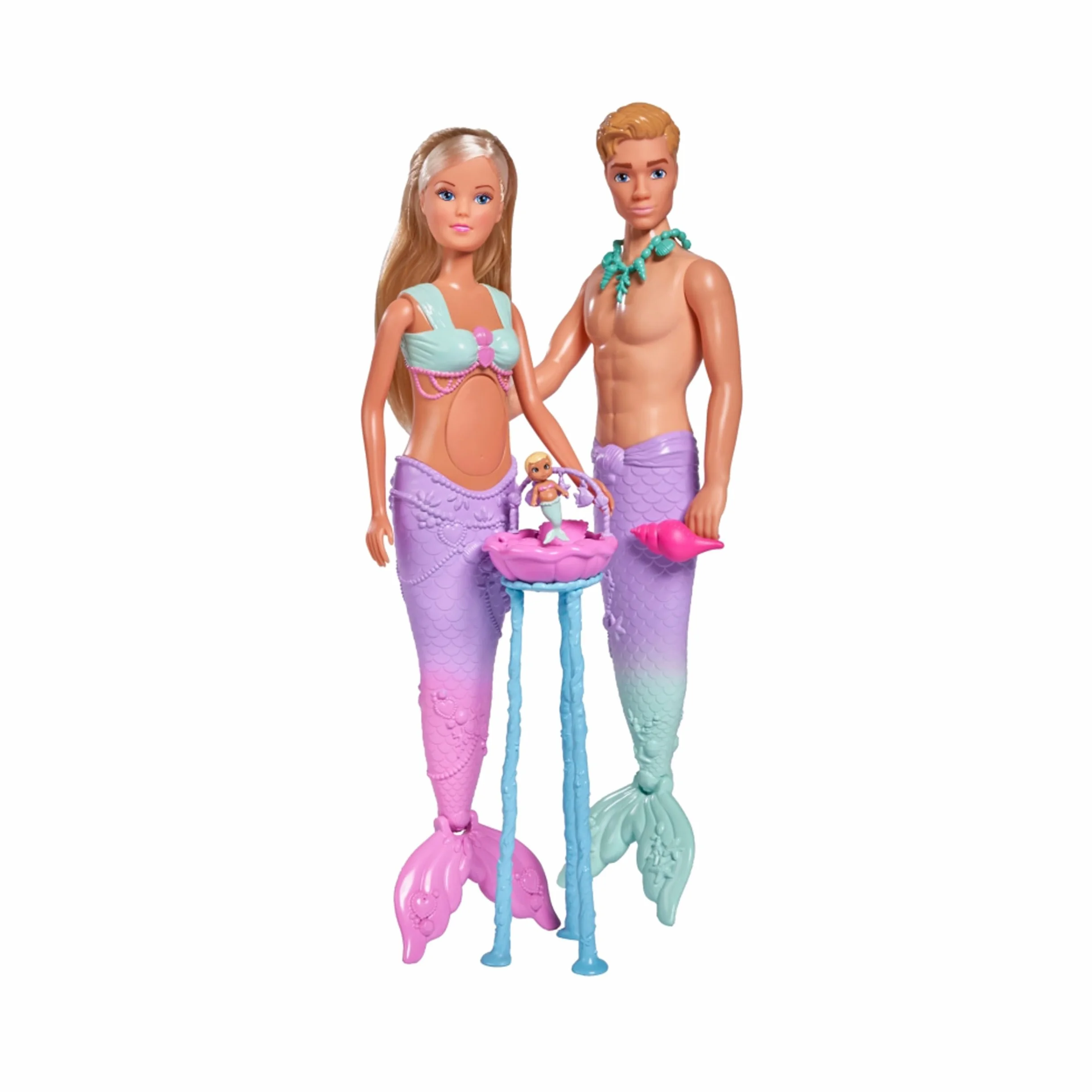 Simba Steffi Love Mermaid Family - Bambola a forma di sirena in gravidanza con kevin, con lettino, 29 cm, per bambini a partire dai 3 anni