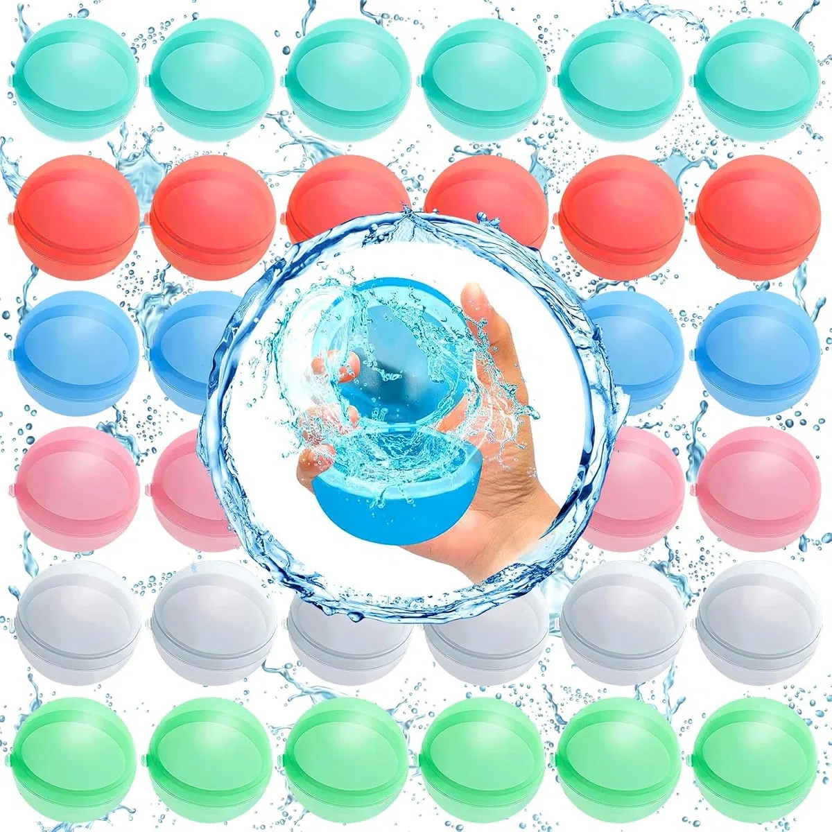 36 Pezzi Palloncini d'acqua in Silicone, Gavettoni Acqua Riutilizzabili a Eiempimento Rapido, Giochi d Acqua Estivi Giardino/Spiaggia/Piscina, Bombe d'acqua Gioco per Bambini Adulti