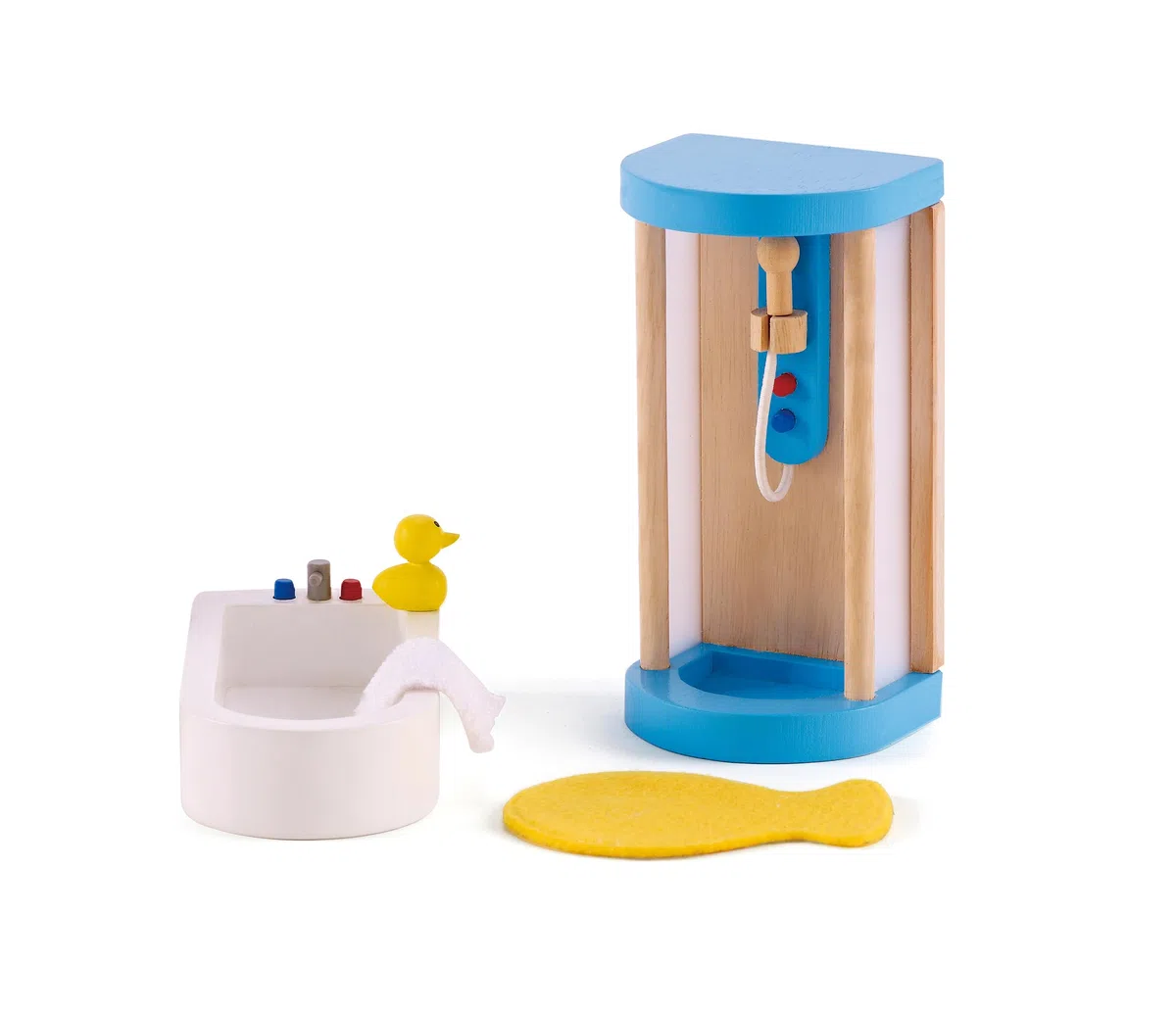 Hape Bagno con Doccia per Casa delle Bambole Multicolore | Mobili in Miniatura di Qualità | Gioco di Ruolo dai 3 Anni