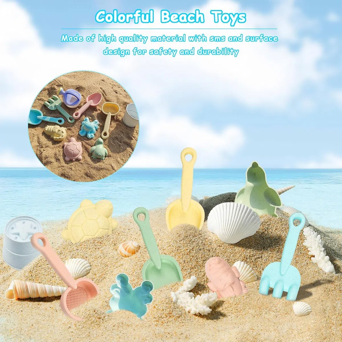 Set Di Giocattoli Di Sabbia, 11PCS Giochi Da Spiaggia Per Bambini, Giocattolo Di Sabbia Con Stampi Di Sabbia, Secchi, Pale E Annaffiatoi, Per Festa Di Compleanno Estiva Dei Bambini Sulla Spiaggia