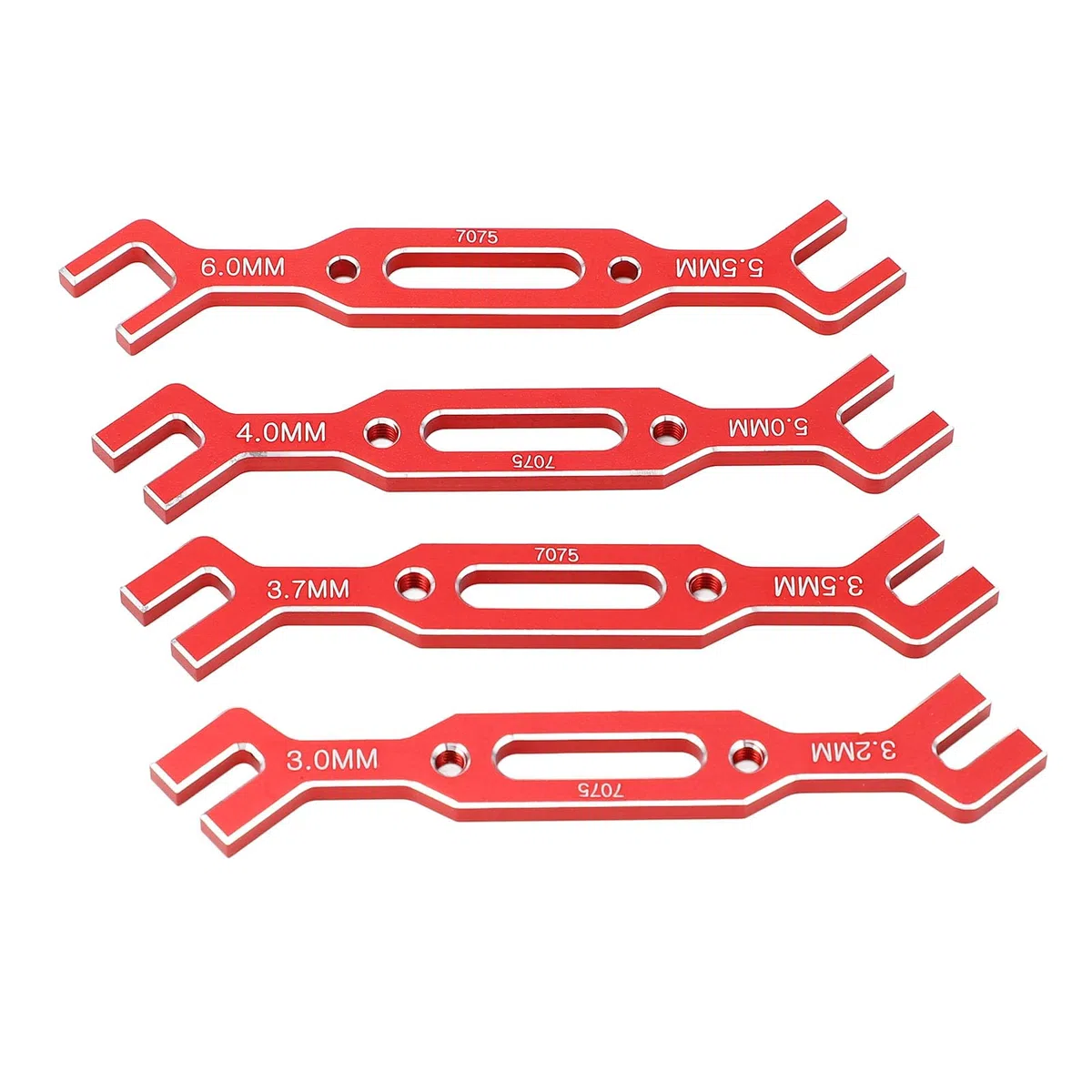 Fydun Set di Chiavi per Tiranti in Alluminio Regolabili da 4 Pezzi per Auto RC, Dispositivo di Rimozione Giunto Sferico, per Modelli 1/10 e 1/16, Strumento di Riparazione Efficiente (rosso)