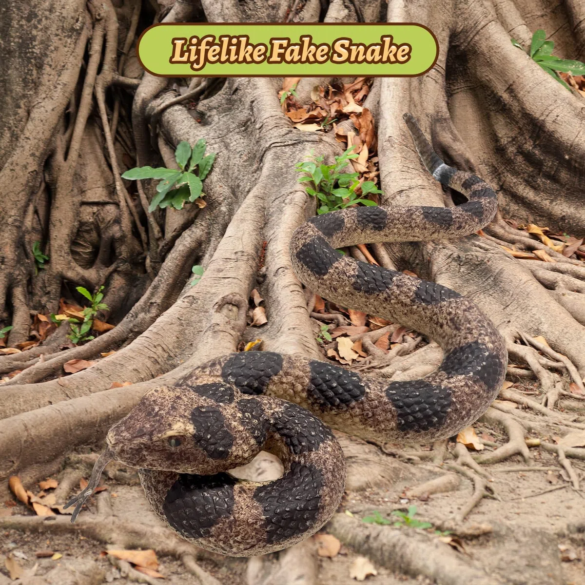 Serpente Finto, Serpente in Gomma Morbida, Serpenti Finti Realistici, Gomma Serpente Giocattolo, per Spaventare Gli Uccelli Oggetti di Scena da Giardino, Festa di Halloween (A)