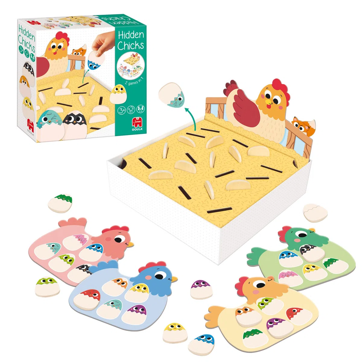 Goula Hidden Chicks – Gioco di Memoria e Lotto per Bambini dai 2 Anni in su – Stimola la Concentrazione, la Percezione Visiva e la Memoria – Incantevole Tema di Gallinelle – Per Bambine e Bambini