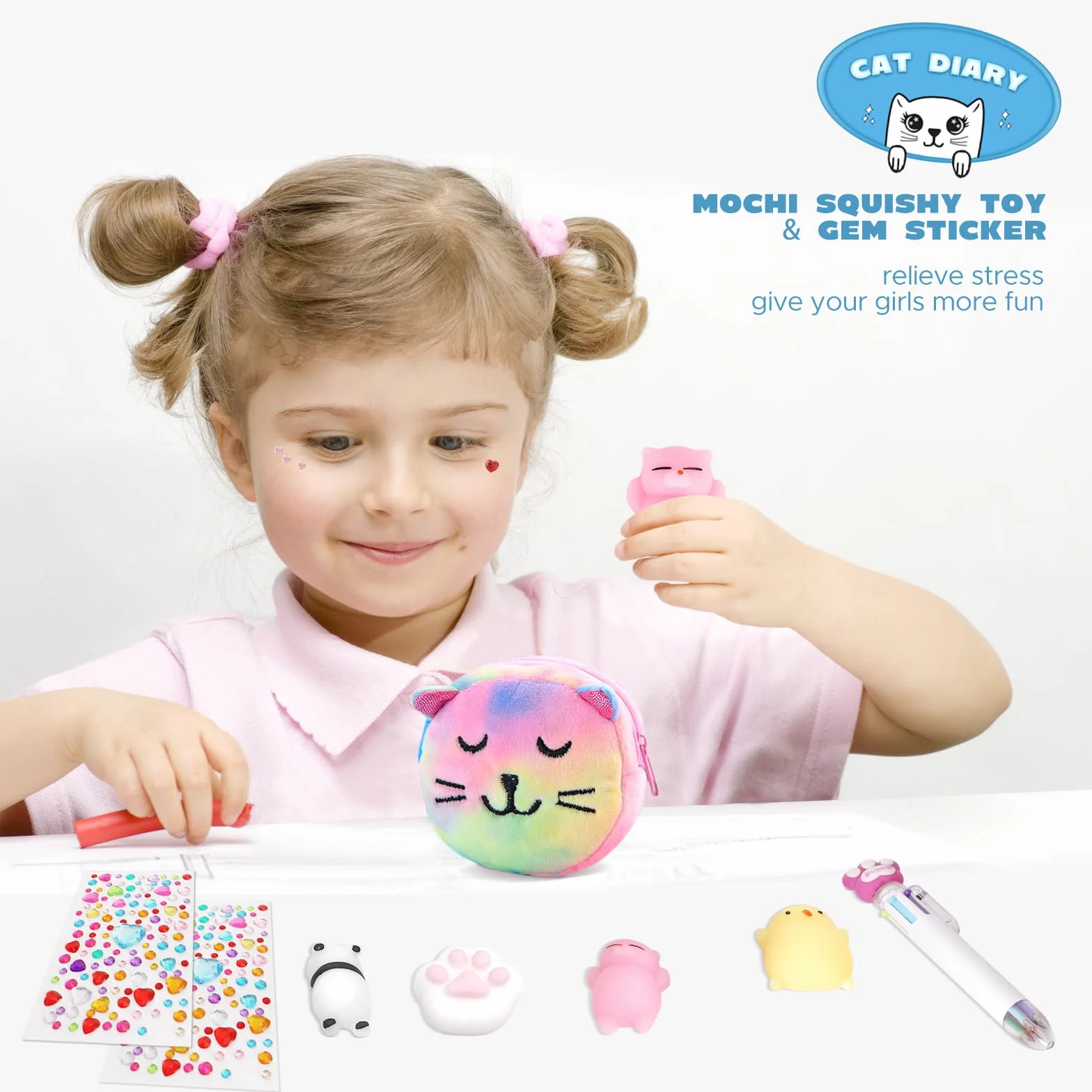 homicozy Diario Segreto Bambina, 9 Pcs Peluche Quaderno Set con Lucchetto, 160 Pagine A5 Privato Diario, Taccuino Cancelleria Set con 4 Giocattoli Silicone, 6-colori Penna, Regalo Ragazza 5-12 Anni