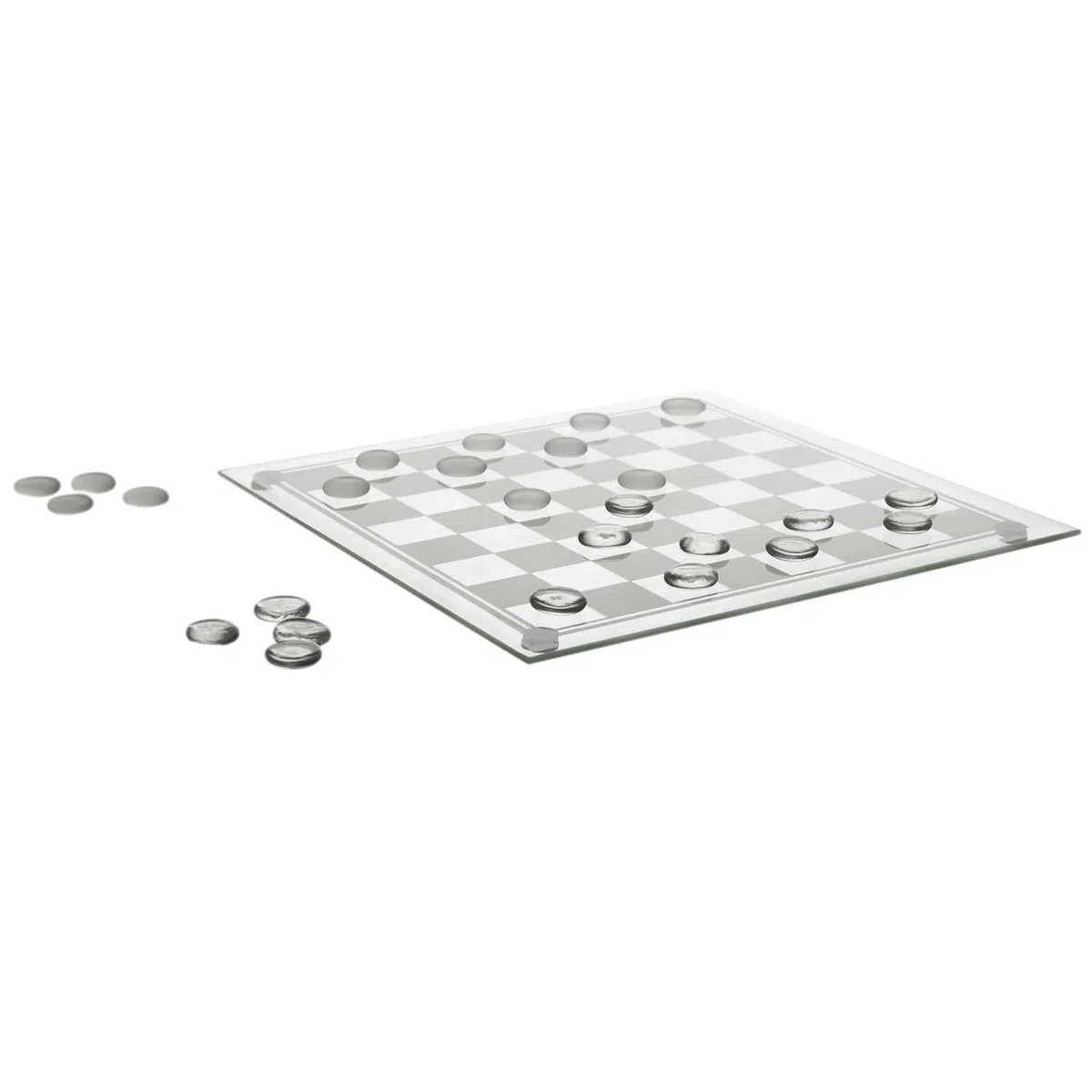 MISTER GADGET, MG3412, Gioco di Dama in Vetro, Gioco di Dama in Vetro Bianco, Nero, Momenti di Relax e apprezzabile estetica per Gli Amanti dei Giochi da Tavolo!