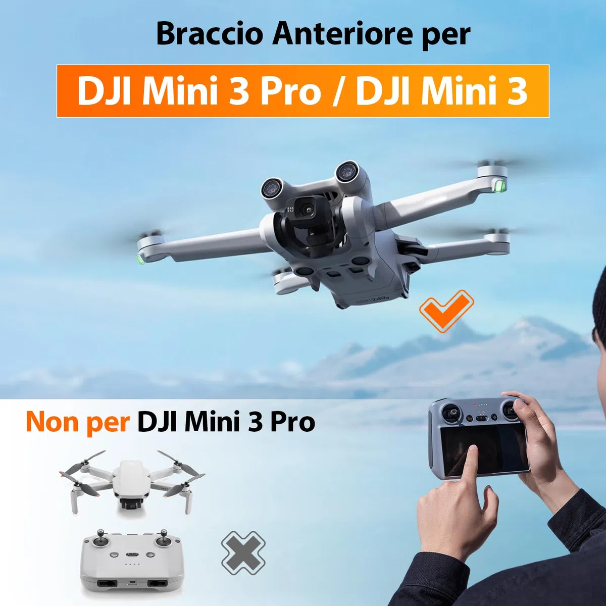 2X Braccio Anteriore Albero per DJI Mini 3 Braccio Anteriore per Mini 3 PRO Albero del Braccio Anteriore Ricambi (6*Viti per Drone Albero Braccio,1*Attrezzo)
