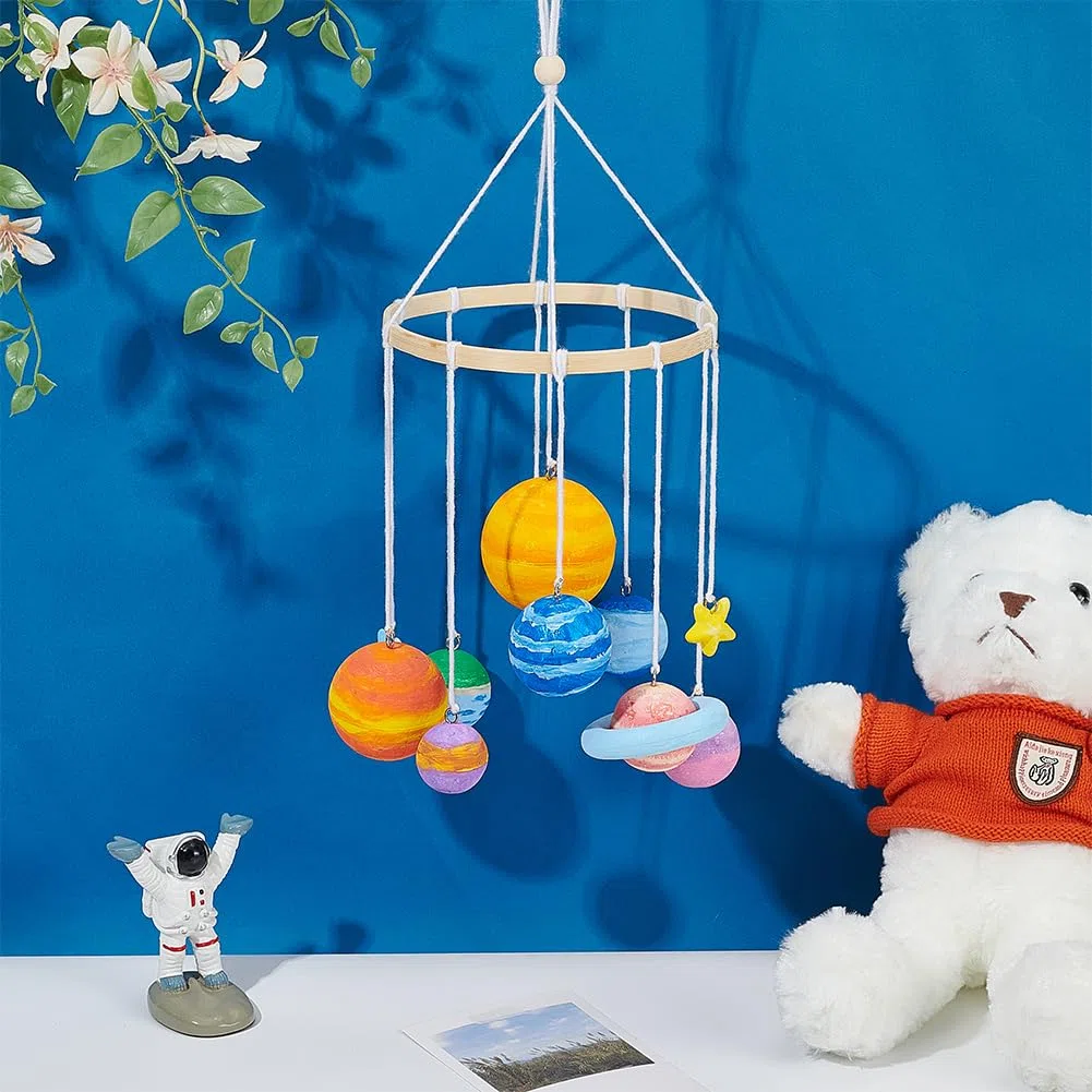 WEBEEDY Kit fai da te a energia solare in schiuma da parete, kit fai da te, sistema solare, modello di progetto con palline in polistirolo, pigmento, pennello per appendere stanza, progetti e feste