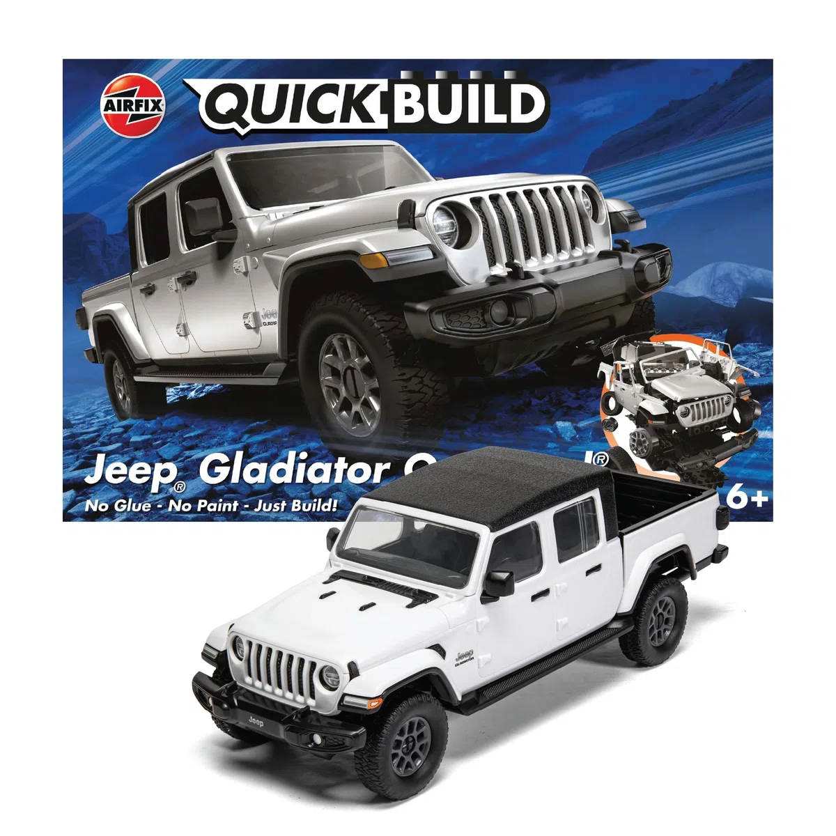AIRFIX QUICKBUILD - Kit di costruzione per auto Jeep Gladiator Overland per bambini dai 6 anni in su, giocattoli da costruzione per ragazzi e ragazze, modellismo senza colla, kit di modelli classici