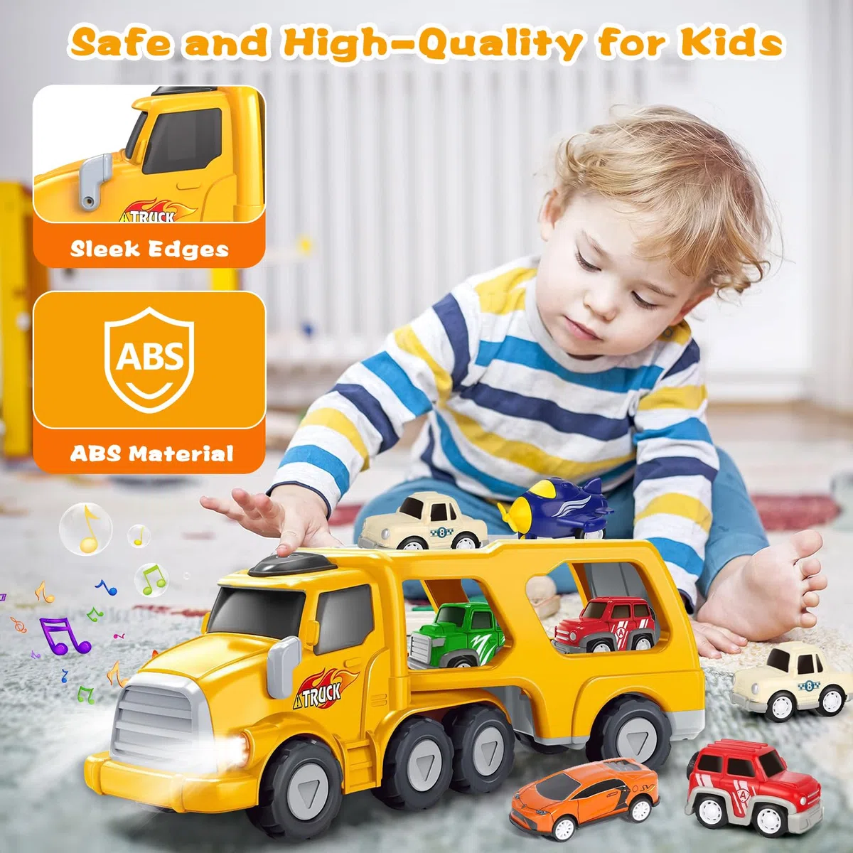9 In 1 Camion Macchinine 3 4 5 6 Anni, Camion Cars Macchinine per Bambini con Suoni e Luci, Camion Giocattolo per Bambini Maschio 3 4 5 6 Anni
