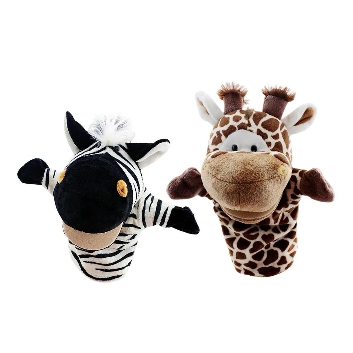 2 Pezzi di burattini da Mano a Forma di Animale, Simpatici Pupazzi di Peluche Morbidi per Giochi Divertenti, bomboniere, Strumento didattico per, Giraffa Zebra