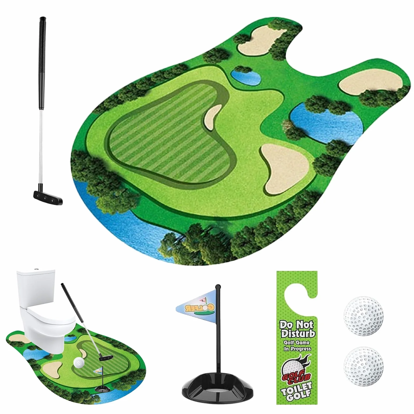 Toilet Golf Game, Mini Golf Divertente per Il Bagno, Minigolf Putter Gioco da Toilette, Set da Golf per WC per Divertimento e Intrattenimento, Sollievo dallo Stress e Relax Regaloesilarante