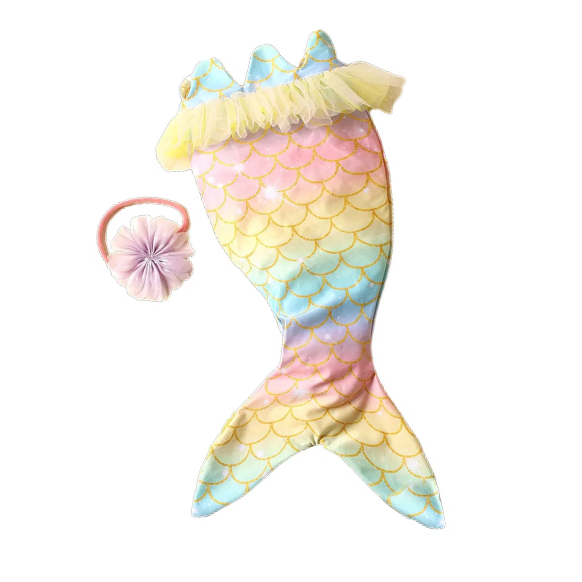 Newwyt Set per Servizio Fotografico per Neonato Costume da Sirene Fascia per Fiori Puntelli per Foto Costume per Foto per Neonato Abito per Fotografia Infantile 2 Pezzi