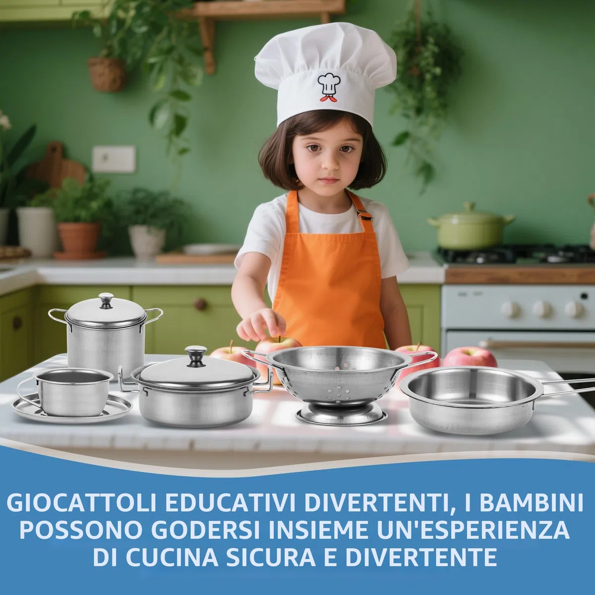 17 Pezzi Accessori da Cucina Per Bambini, Cucina Giocattolo , Set da Cucina per Bambini in Acciaio Inox – Accessori da Cucina Giocattolo per Ragazzi e Ragazze