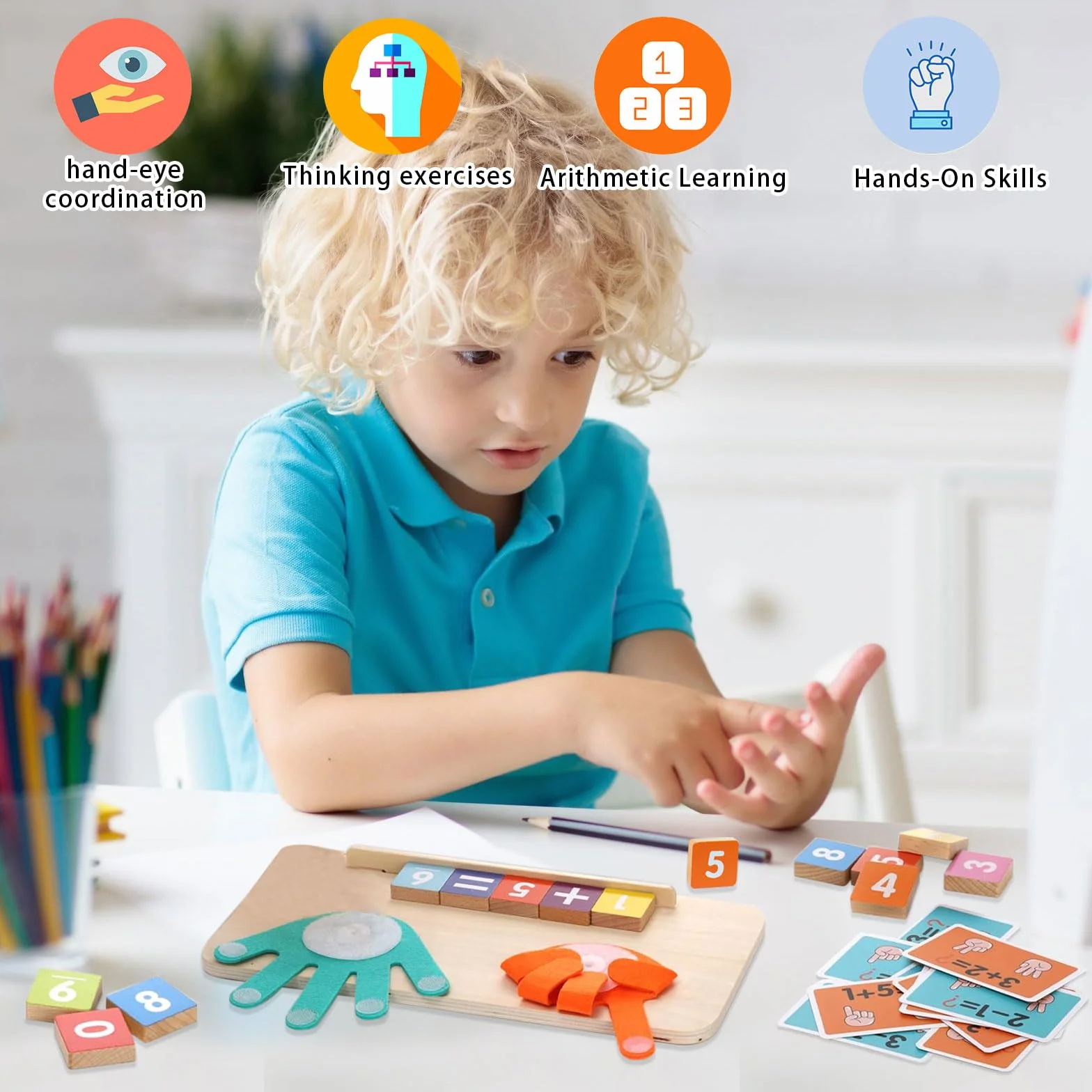 Montessori Giocattolo Matematico in Legno, per Bambini 3-5 Anni, Giocattolo Educativo e Numerico per Imparare a Contare