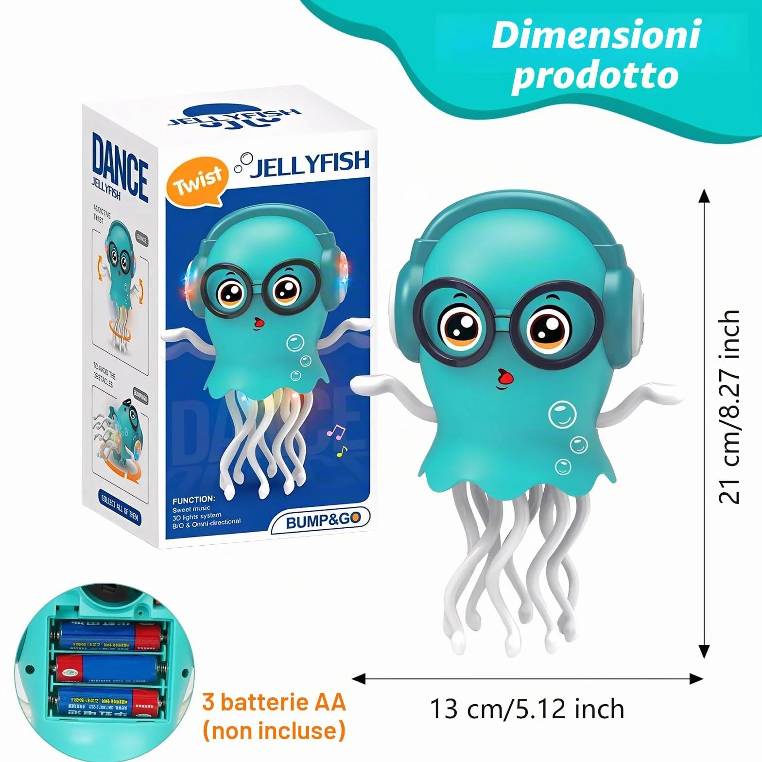 HOSSOM Giocattolo Medusa Danzante e Strisciante con Luce e Musica, Giocattolo Elettrico per Meduse Striscianti, Regalo di Compleanno Divertente