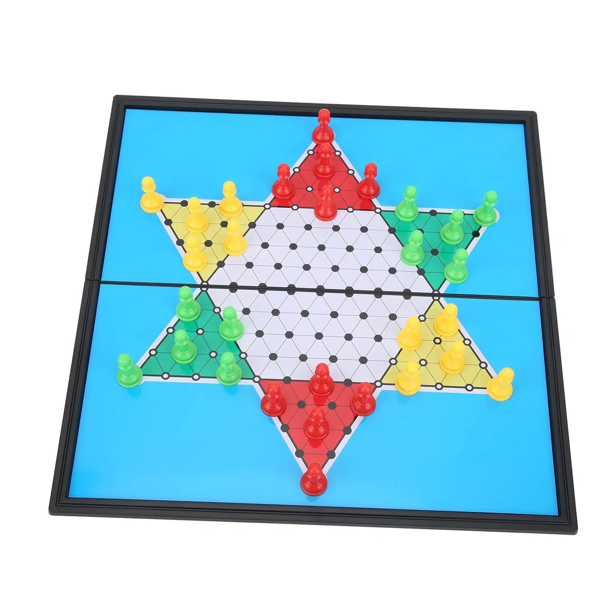 Cosiki Dama Cinese Magnetica, Set da Viaggio con Contenitore Pieghevole per Giochi di Feste in Famiglia, Pezzi degli Scacchi in Plastica Robusta e Tavola