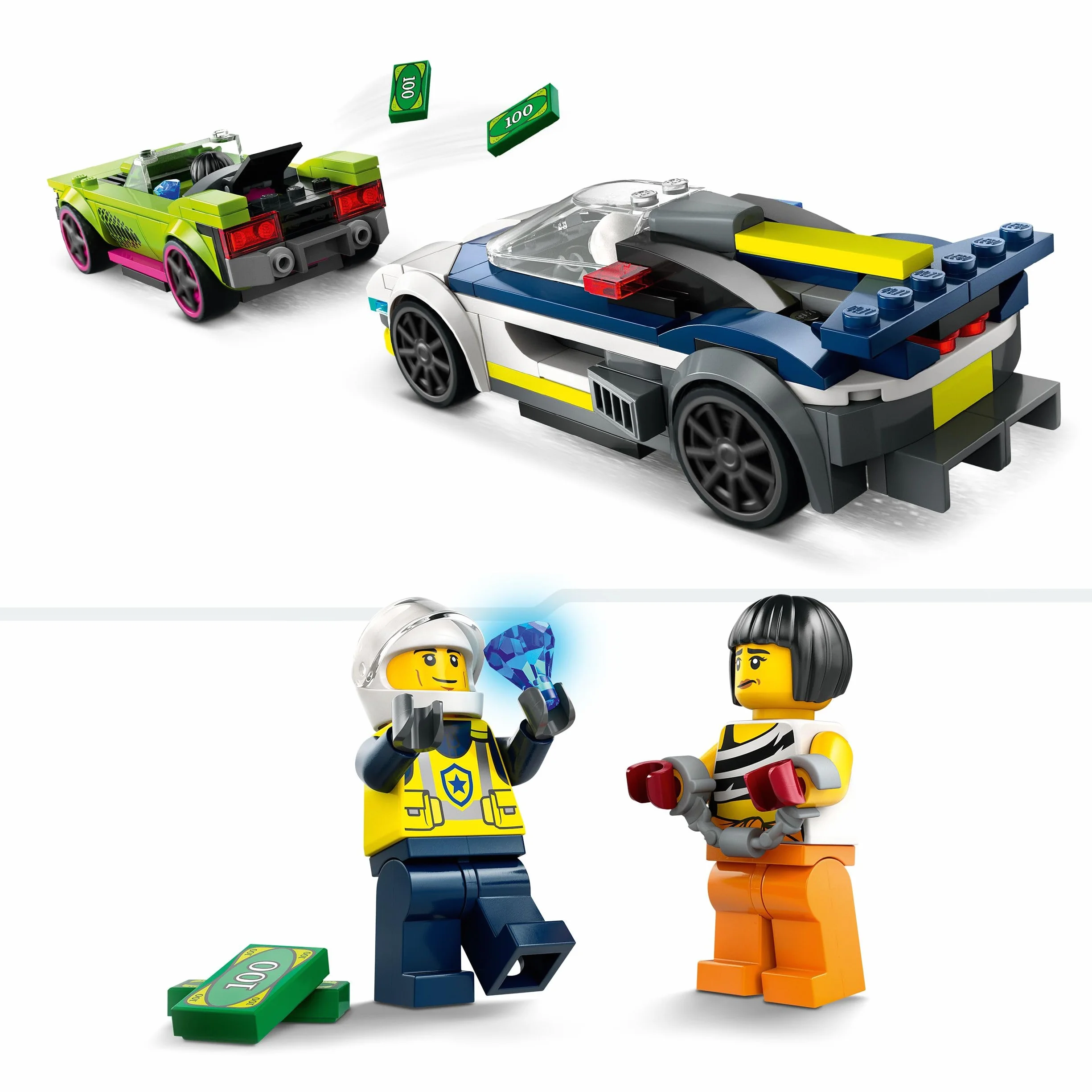 LEGO City Police Car and Muscle Car Chase, Racing Vehicle Toys for 6 Plus Year Old Boys & Girls, Fun Gift for Kids Who Love Pretend Play, Includes Officer and Crook Minifigures 60415
