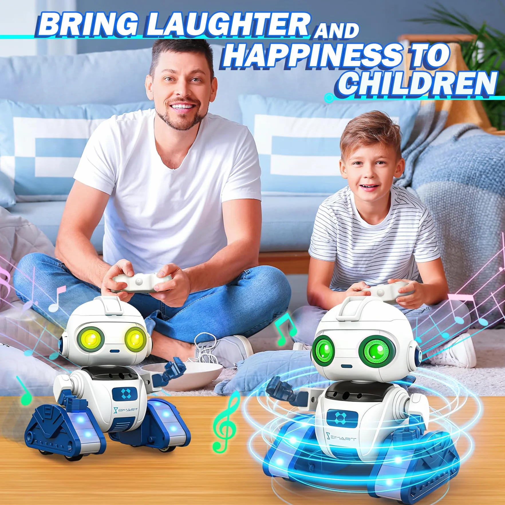 Robot Telecomandato con Controllo Gestuale per Bambini 3-12 Anni, Funzione di Proiezione, Occhi a LED, Musica
