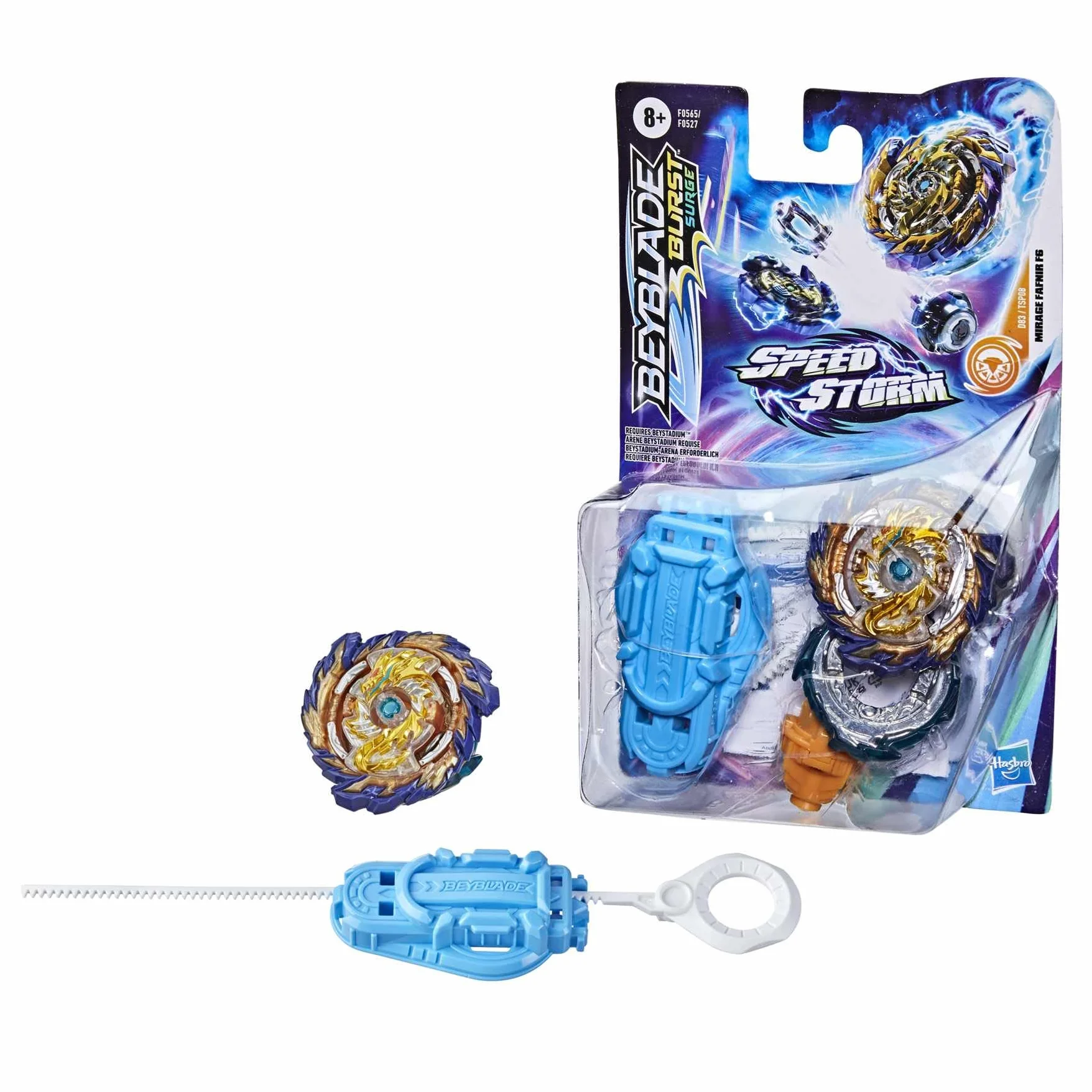 Hasbro Beyblade Burst Surge Speedstorm Mirage Fafnir F6 Spinning Top Starter Pack – Stamina Type Battling Game Top età 8+ con Lanciatore, Giocattolo per Bambini