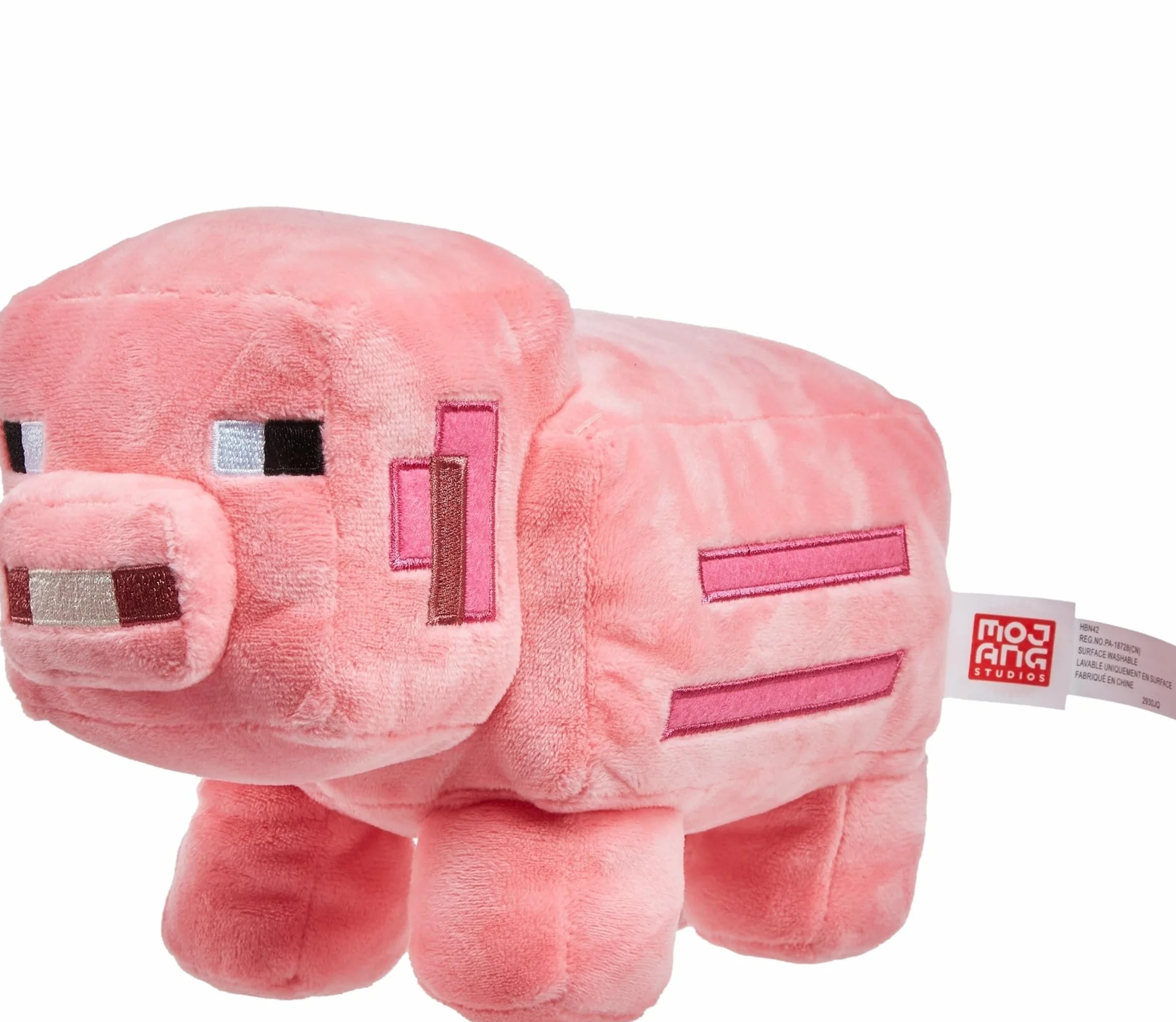 Mattel Minecraft - Maiale Peluche, personaggio ispirato al videogioco in un morbido tessuto e dall'iconico design pixelato, collezionali tutti, giocattolo per bambini, 3+ anni, HBN42