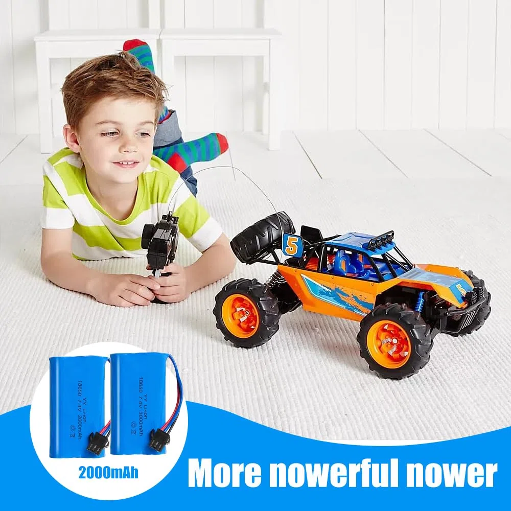 2 Pezzi 2000mAh 7.4V Batteria RC, Batterie Ricaricabili 7.4V con cavo di ricarica UBS connettore SM-3P, Batteria Li-Ion universale compatibile per veicoli RC, barche, carri armati, auto