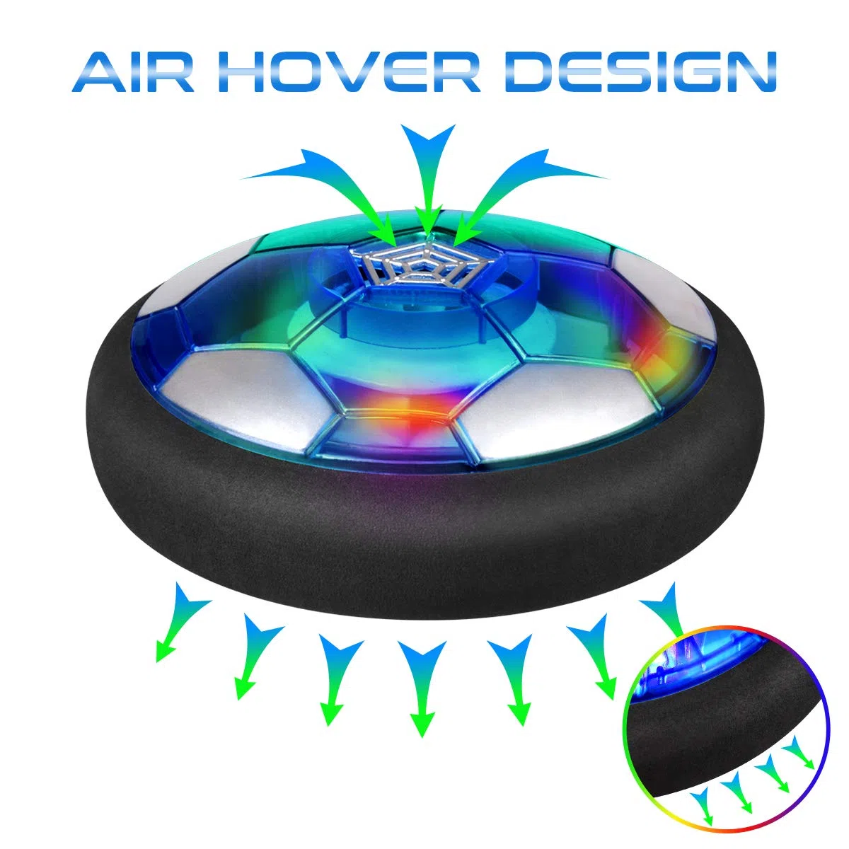SUNNOW Pallone Fluttuante - Ricaricabile Air Hover Pallone con 2 Porta da Calcio Gioco Calcio Bambino Palla Fluttuante per Bambini 3 4 5 6 7 8-12 Anni Natale Regalo