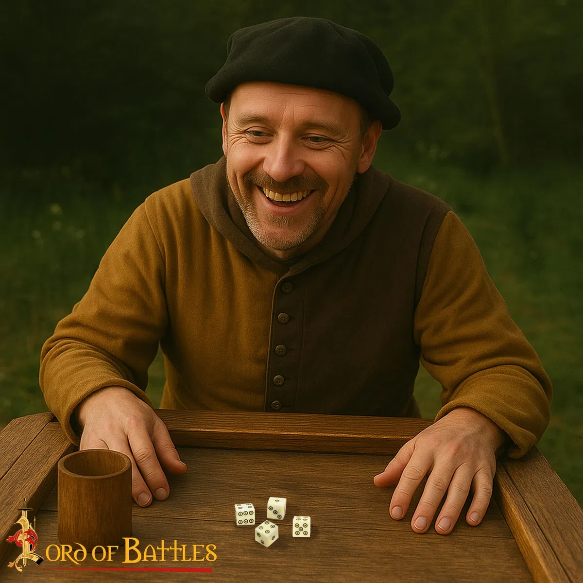Set di 6 dadi vichinghi medievali in osso con puntini intarsiati, realizzati a mano in vero corno di bue, realizzati a mano per cosplay e LARP (osso naturale)