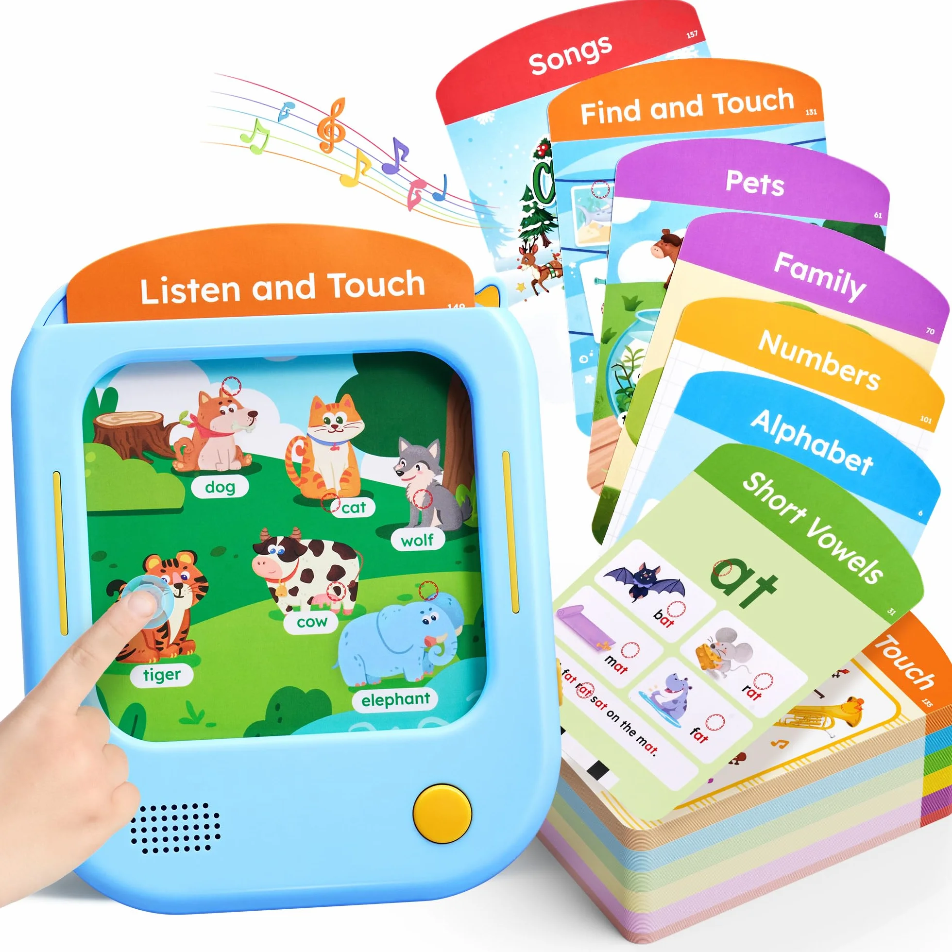 JoyCat Tablet Educativo per Bambini, 156 Pagine Carte Parlanti con 600+ Parole, Gioco Montessori per Imparare l’Inglese, Alfabeto, Fonemi, Numeri, Colori e Forme, Giochi Educativi Bambini 2-6 Anni