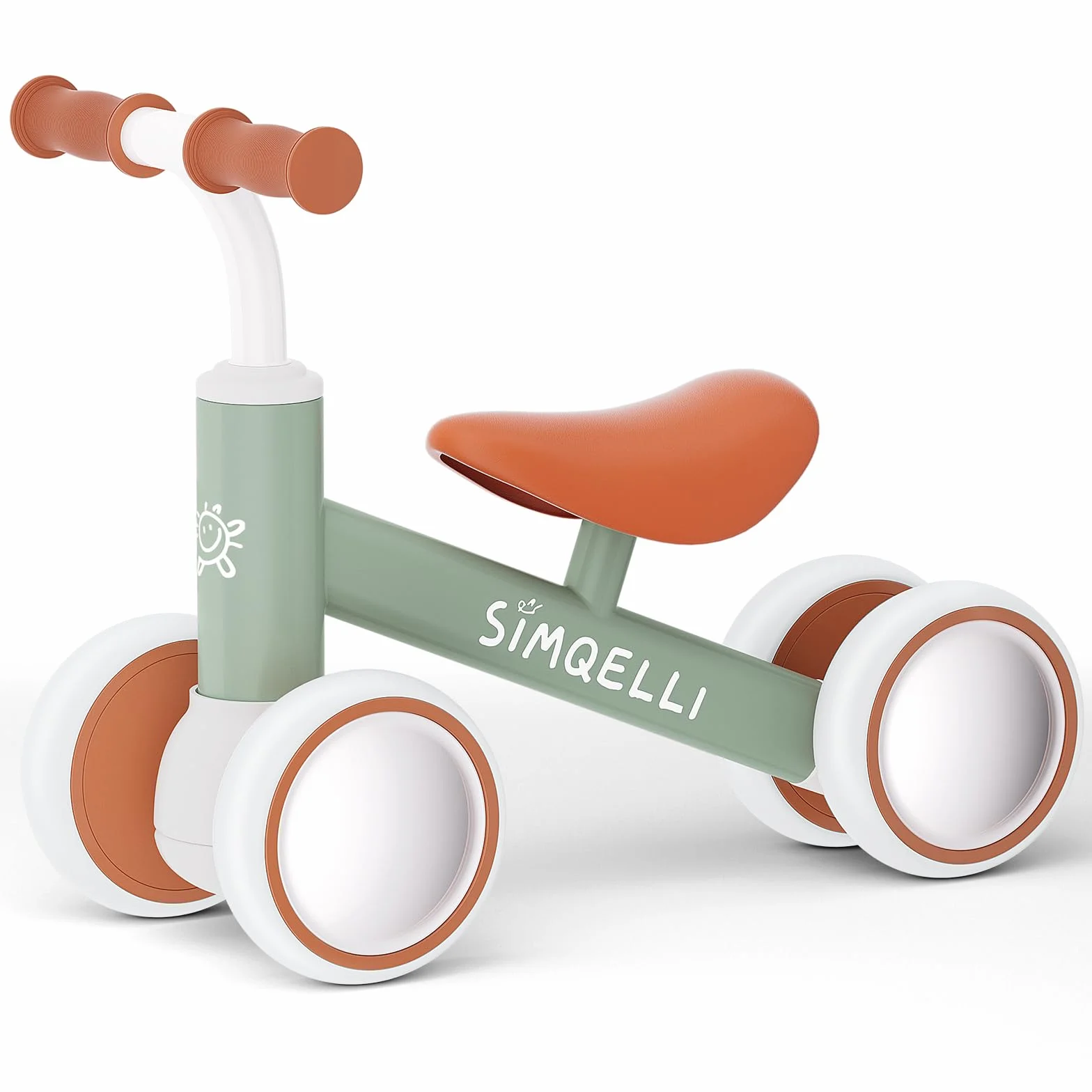 Bicicletta Senza Pedali per 1 Anni (10-24 Mesi), Bicicletta Equilibrio per Bambini, con 4 Ruote Primo Regalo di Compleanno per Bambini e Bambine (Verde)