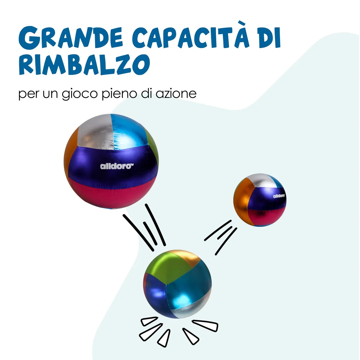 alldoro 60299 Palla metallica XXL, palla per bambini, poliestere/PVC, palla da gioco per bambini da 3 anni, scintillante, scintillante 60 cm