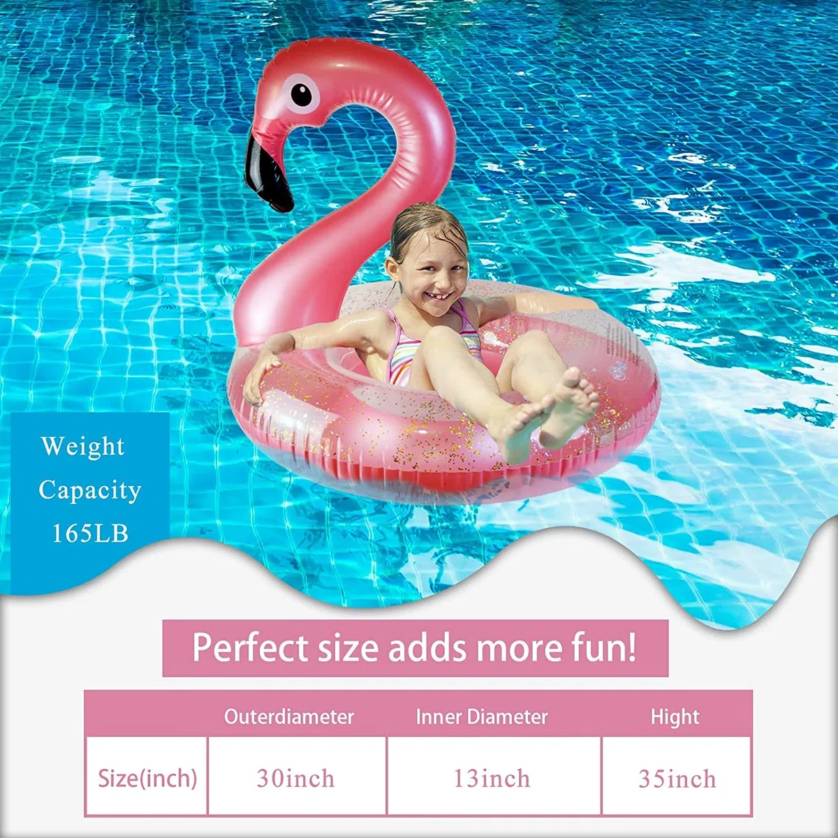 Anello di Nuoto, Gonfiabile Salvagente Piscina ,Anello di Nuoto, Galleggiante Anello di Nuoto,Salvagente fenicottero con paillettes， Anello da Nuoto Flamingo , Materiale: PVC, Per Bambini e Adulti