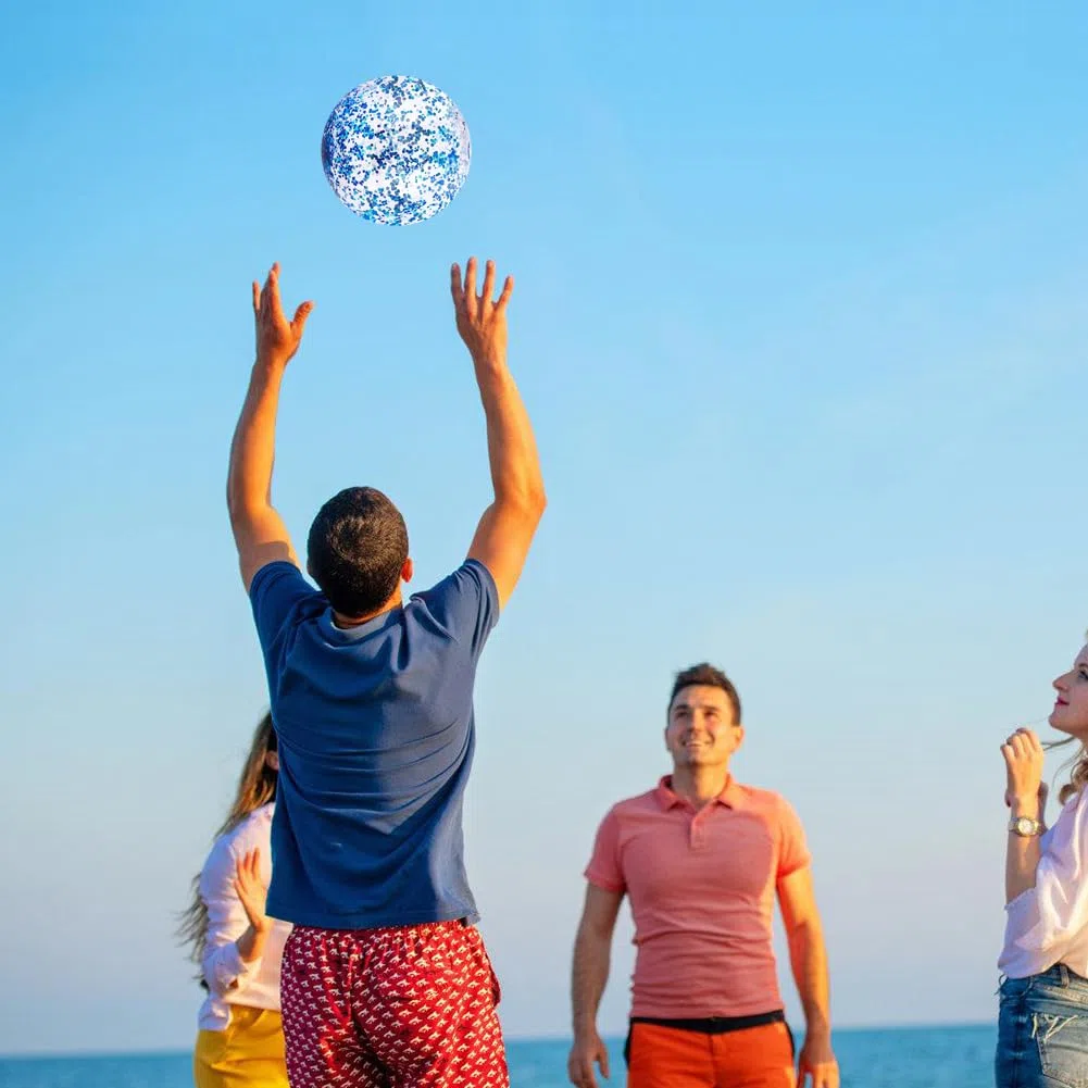 9 Pezzi Palle da Spiaggia, 8 Pollici Palloni da Spiaggia Gonfiabili, Glitterate Pallone da Spiaggia, Gonfiabile Palla da Piscina per Bambini Adulti Eestive all'aperto, Estiva, Spiaggia (Blu)