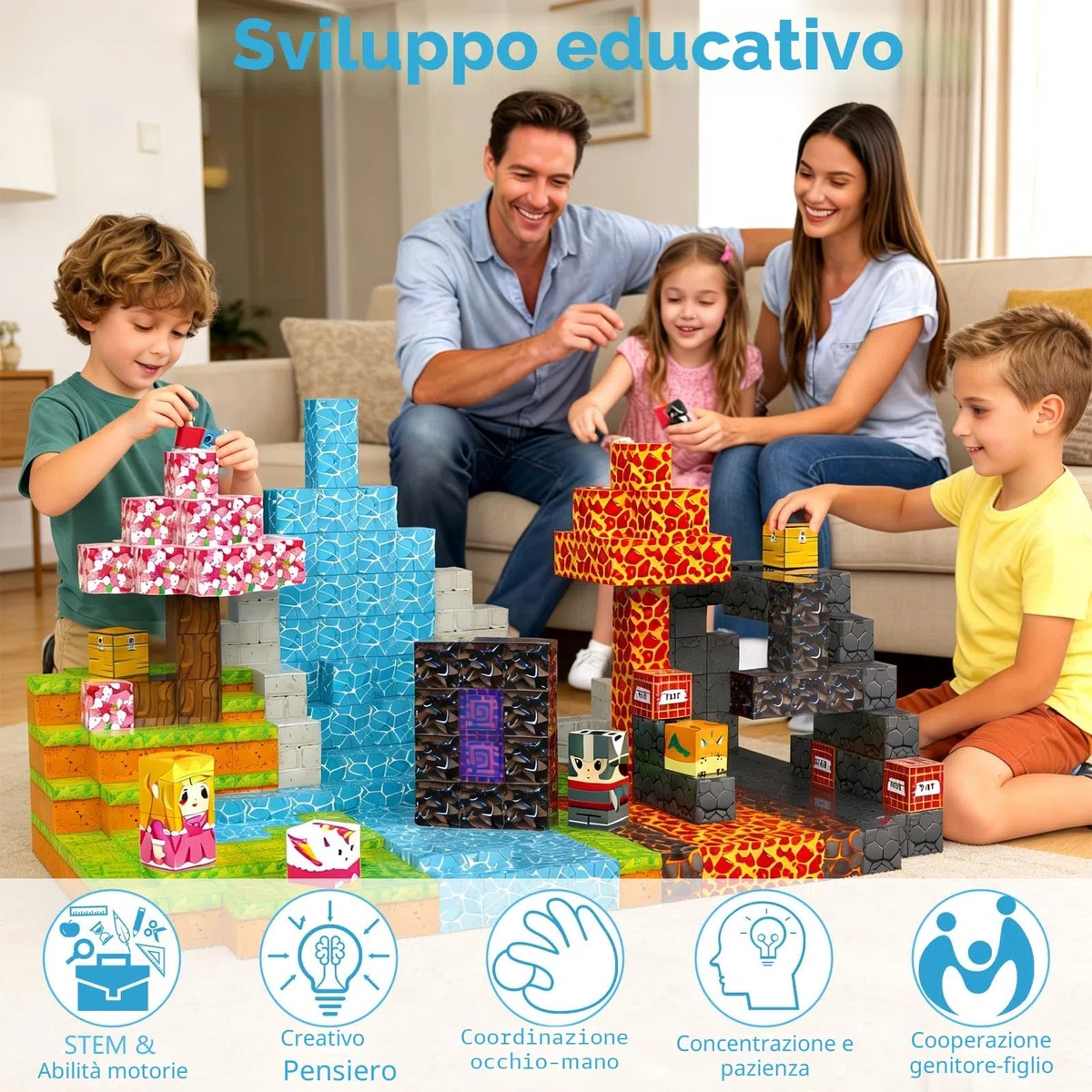 Costruzioni Magnetiche per Bambini, 110 Pezzi Blocchi Magnetici, Educativo Montessori Magnetic Building Blocks, Costruzioni Magnetiche Giocattoli per Ragazzi E Ragazze 3-10 Anni Regali Di Compleanno