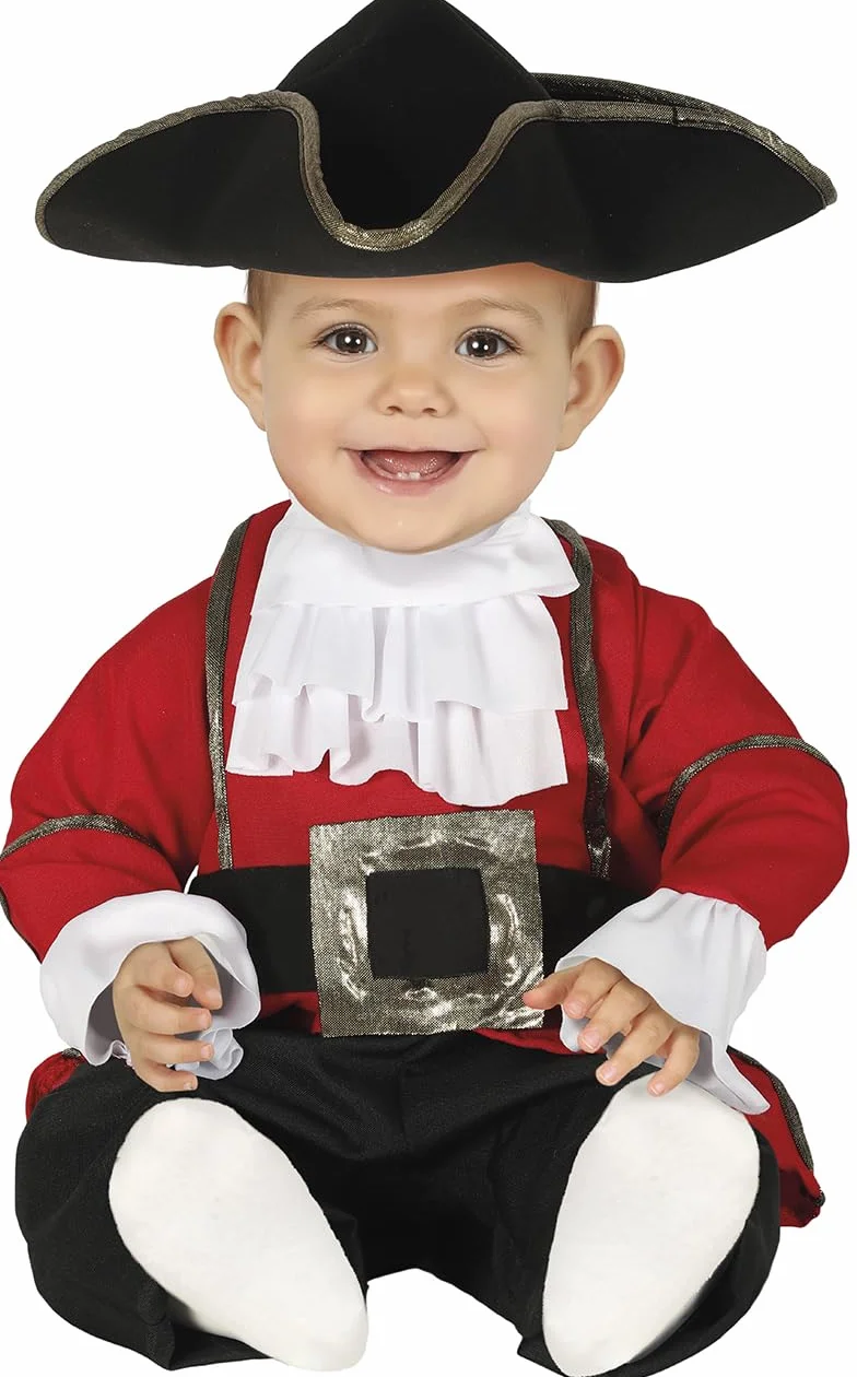 FIESTAS GUIRCA | Costume Pirata Baby - Cintura, Cappello e Tuta - Costumi da Corsaro per Halloween, Carnevale e Feste in Maschera - Ideale per Bebè Bambini - Granata e Nero