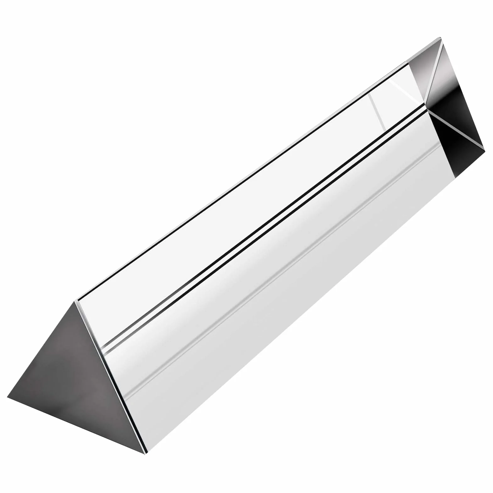 Prisma triangolare, 20 cm, prisma di cristallo K9, triangolo in vetro, prisma ottico di cristallo, prisma triangolare per spettro solare ed esperimenti effetto arcobaleno