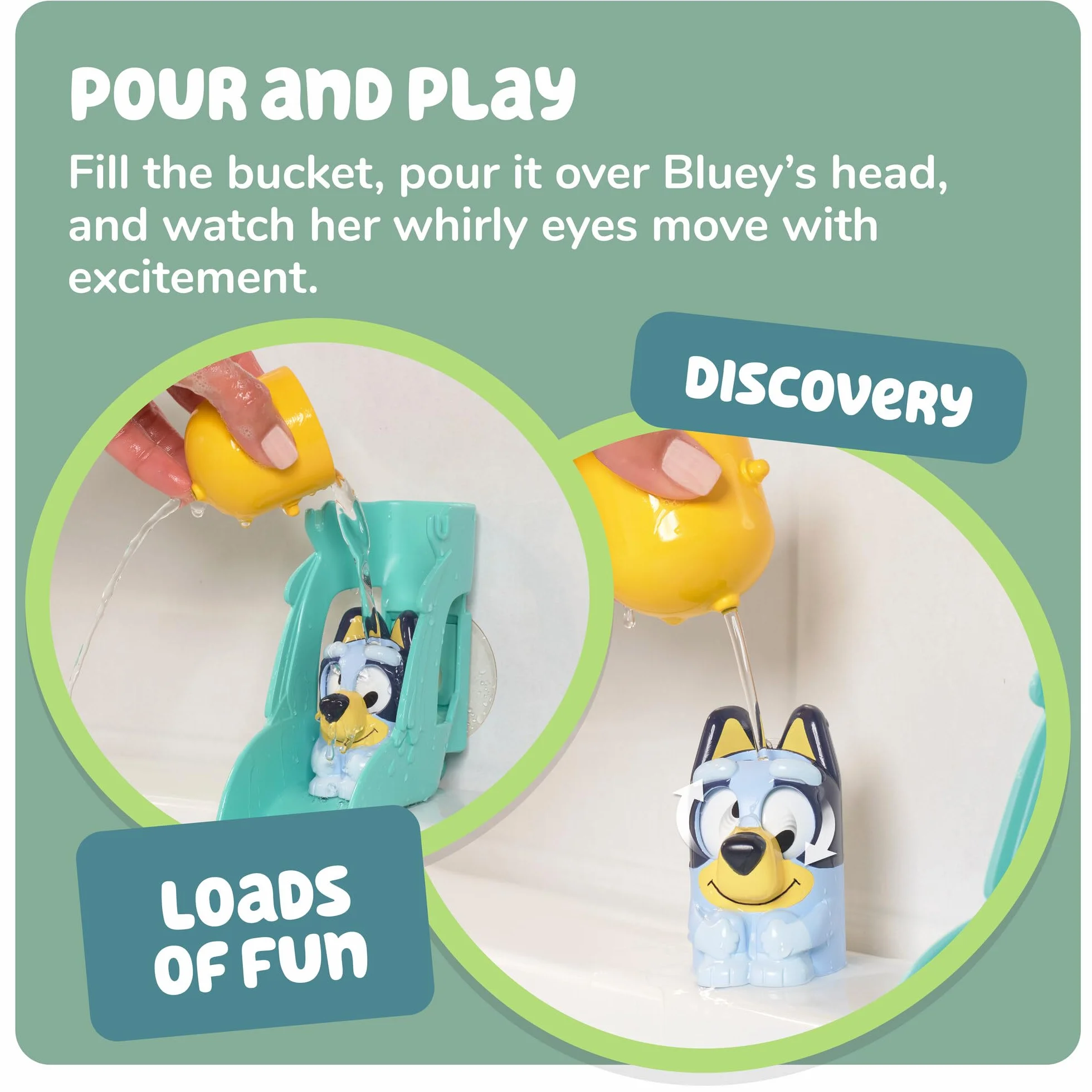 Toomies Blueys - Scivolo d'acqua, giocattolo da bagno per bambini, divertimento acquatico con giranti, promuove le capacità motorie fini, con ventose, a partire dai 18 mesi in su