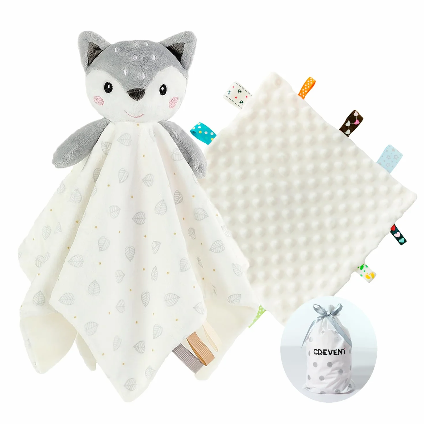 CREVENT Accogliente coperta di sicurezza in peluche, per neonati e ragazzi, regalo di compleanno (cervo + etichetta)