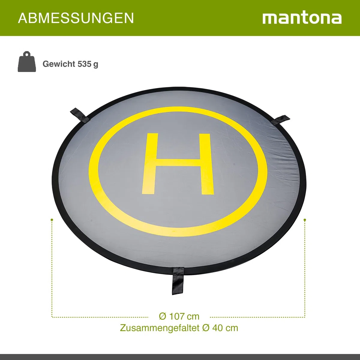 Mantona Drohnen-Landeplatz (faltbar, wasserdicht und langlebig, Durchmesser: 107cm, inklusive Schutztasche, für z.B. DJI SPARK, DJI Phantom, DJI Mavic Pro, Mavic Air, Yuneec)