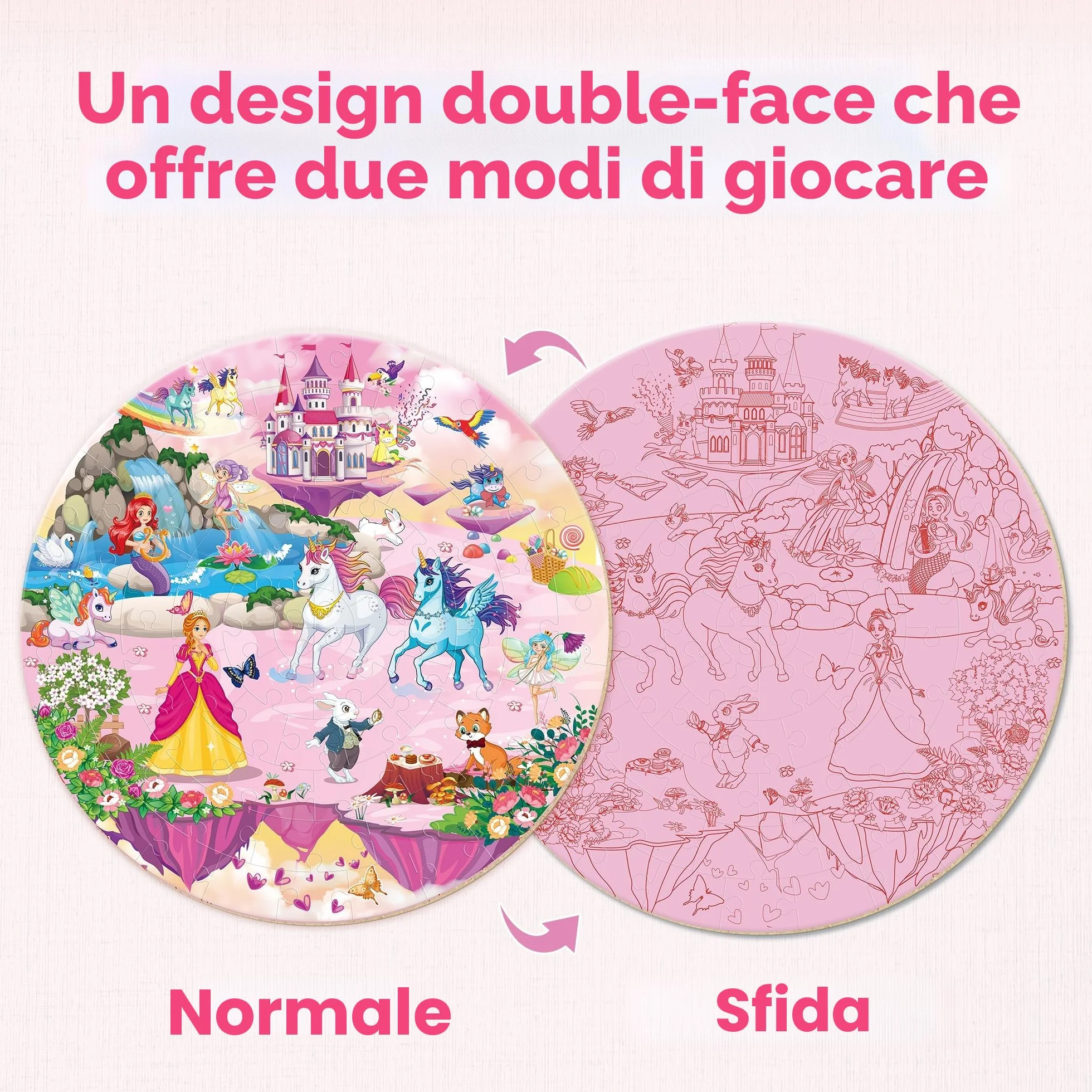 SYNARRY Puzzle da Pavimento Unicorno Princess in Legno Bambini 3 4 5 6 7 8 Anni, 70 Pezzi Puzzle Unicorno, Giocattoli Educativi Prescolari Regali
