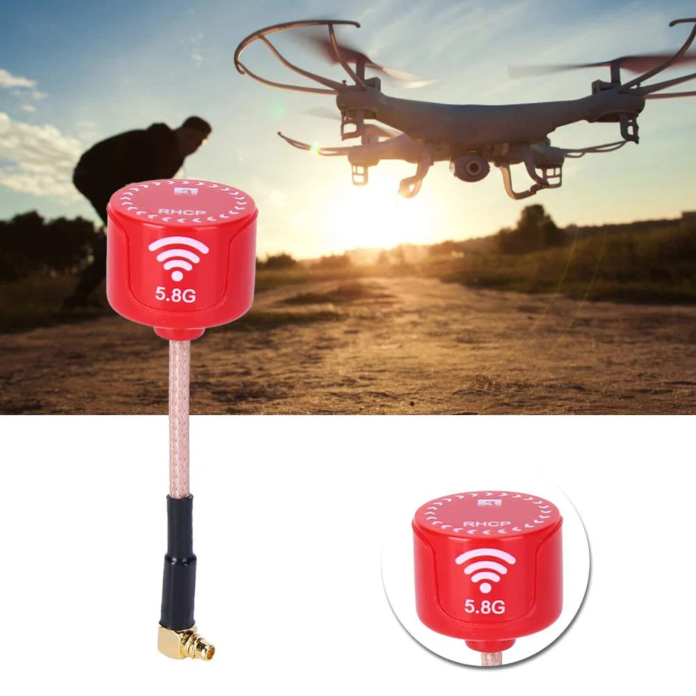 5.8 GHz 3dBi LHCP Antenna Direzionale Pieghevole per Drone RC FPV Racing, Accessori Parti RC Rosso (UFL)