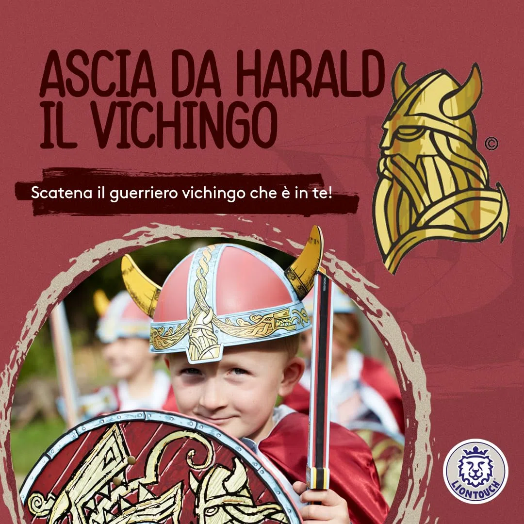 Liontouch - Ascia Vichinga | dai 3+ Anni | Giocattolo Medievale in Gommapiuma di Capo Harald per Piccoli Guerrieri e Giochi da Berserker | Arma Sicura per Costumi e Travestimenti da Bambino