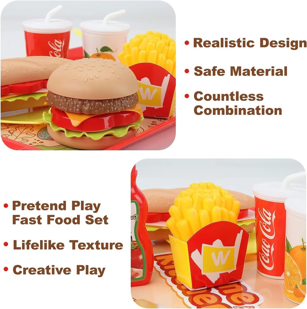 Food Toy Set, Giocattoli da cucina per bambini, Hamburger da cucina Educational Role Playing Giocattoli educativi Accessori, Regalo per bambini e bambine da 3 anni.